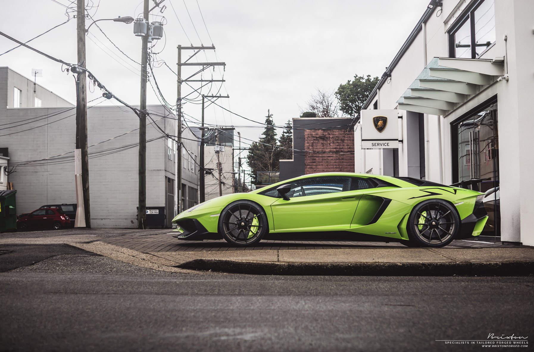 Custom Green Lamborghini Aventador Side Scoops - Photo by Brixton Forged Wheels
