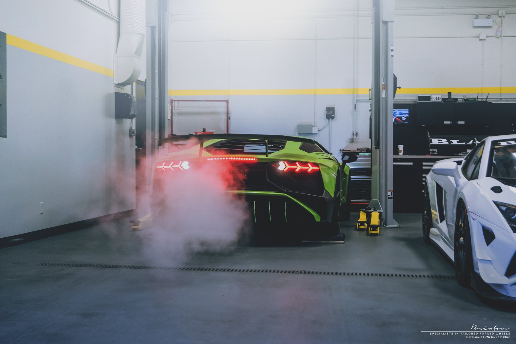 Custom LED Taillights on Green Lamborghini Aventador - Photo by Brixton Forged Wheels