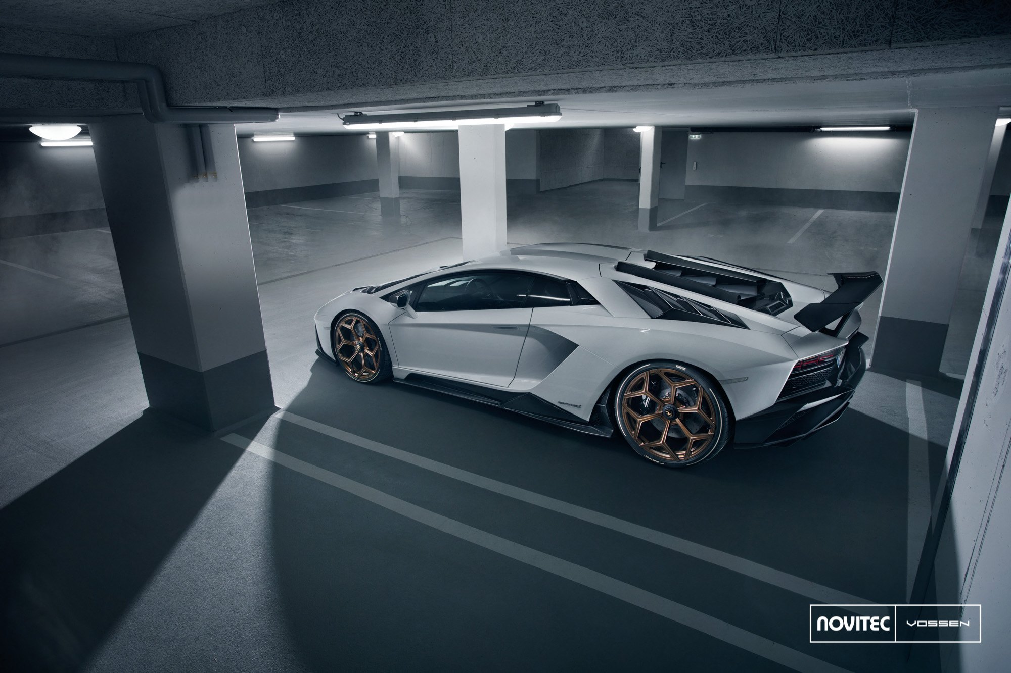 Custom Gray Lamborghini Aventador Window Louvers - Photo by Vossen