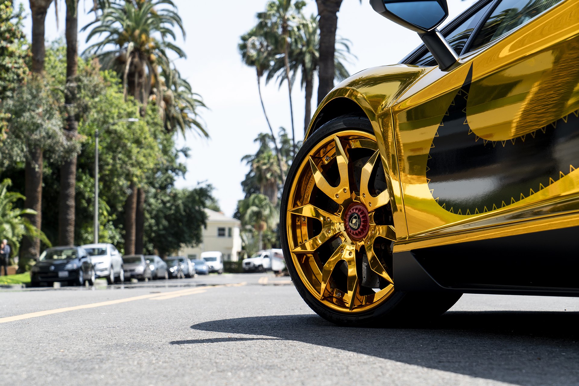 Forgiato Wheels on Gold Wrapped Lamborghini Aventador - Photo by Forgiato