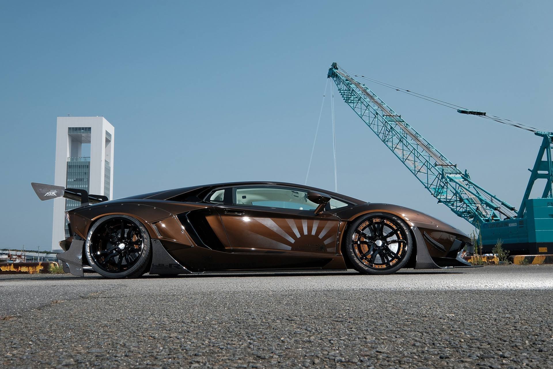 Brown Lamborghini Aventador with Carbon Fiber Side Skirts - Photo by Forgiato