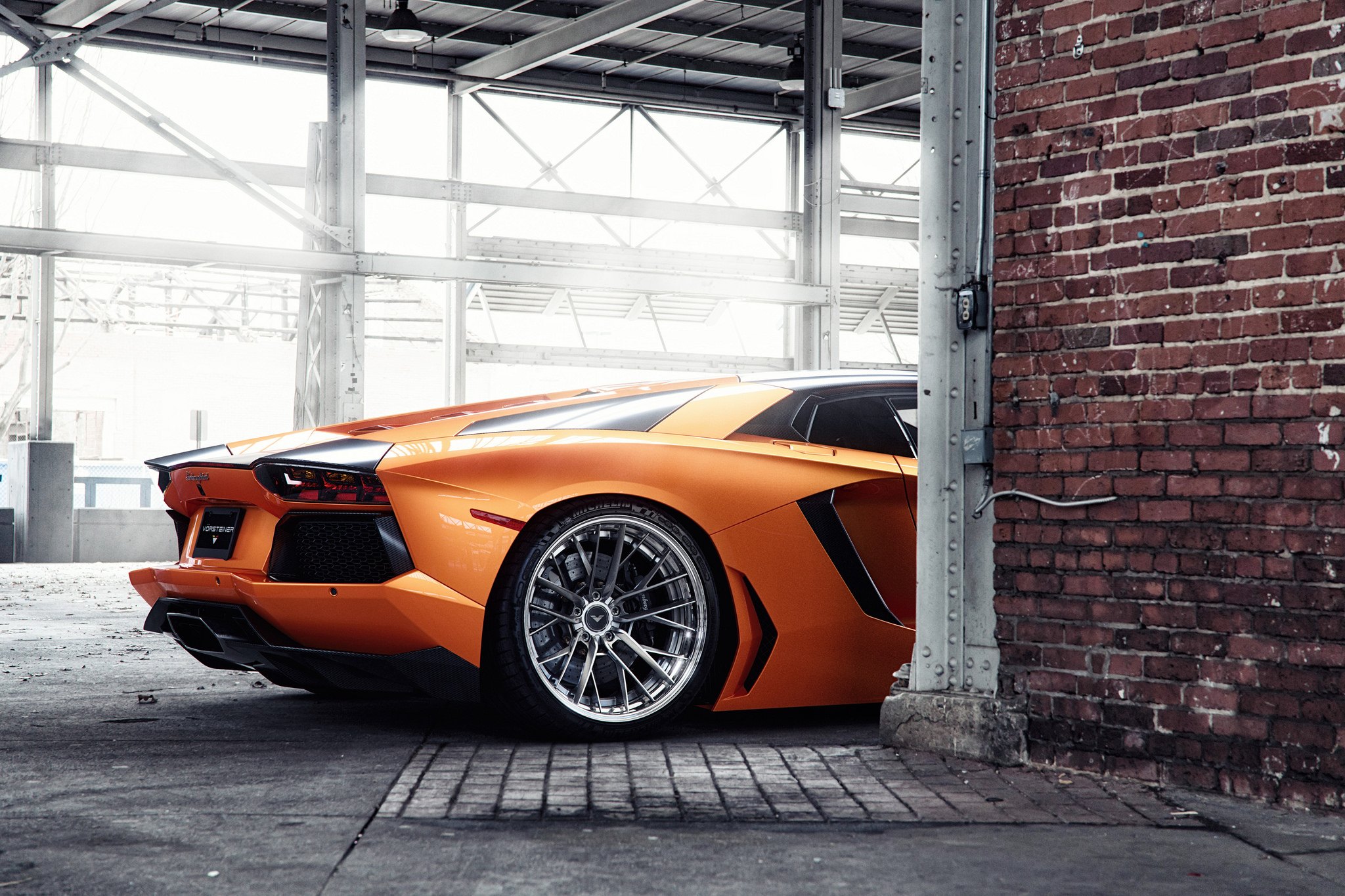Chrome Vorsteiner Wheels on Orange Lamborghini Aventador - Photo by Vorsteiner