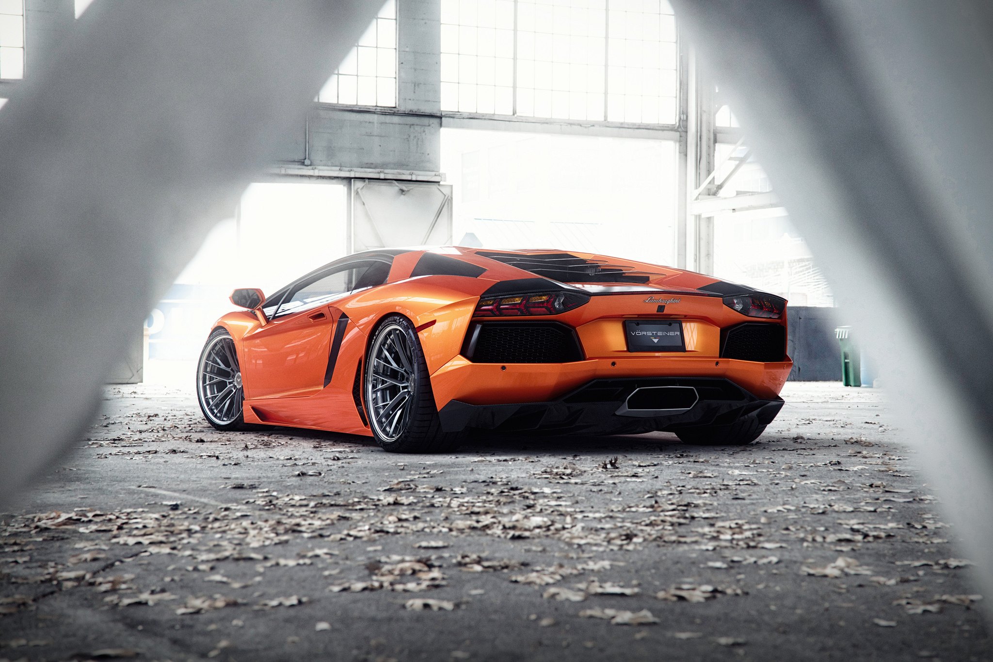 Orange Lamborghini Aventador with Carbon Fiber Rear Diffuser - Photo by Vorsteiner