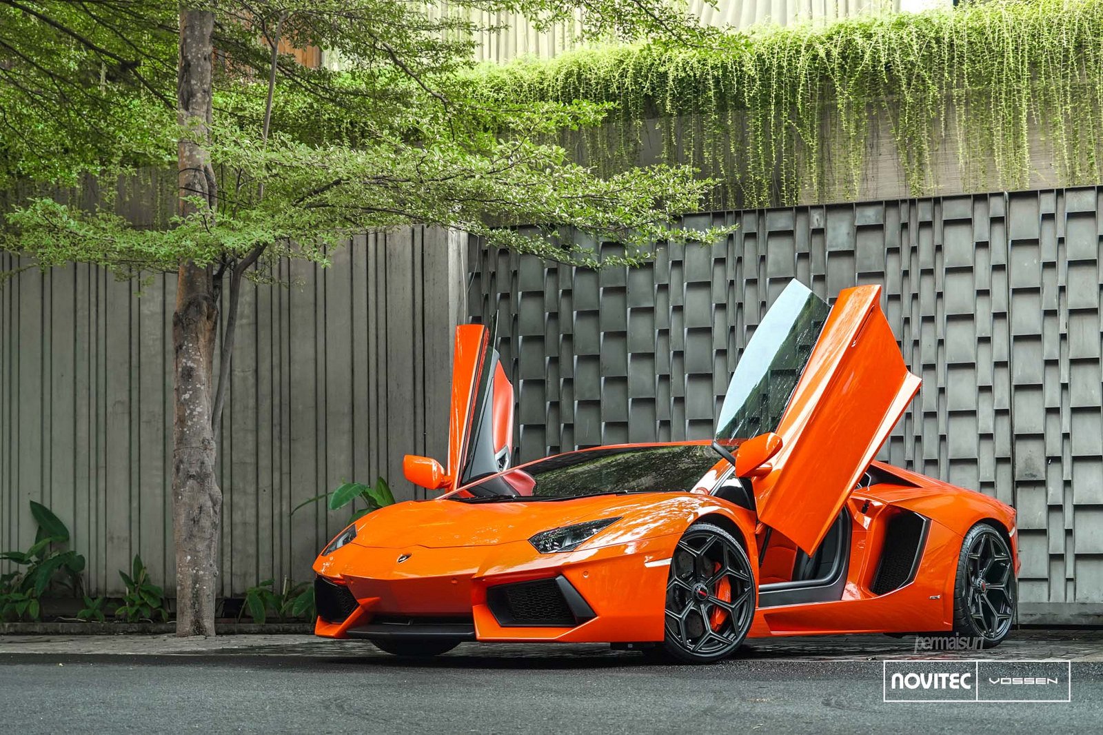 Orange Lamborghini Aventador with Vertical Doors - Photo by Vossen