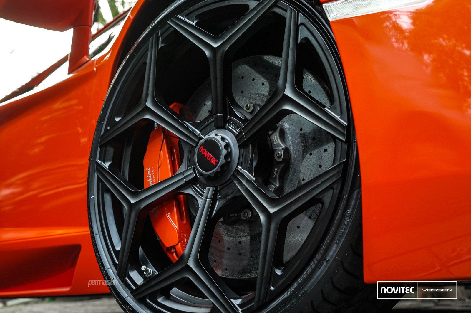 Custom Vossen Novitec Rims on Orange Lamborghini Aventador - Photo by Vossen