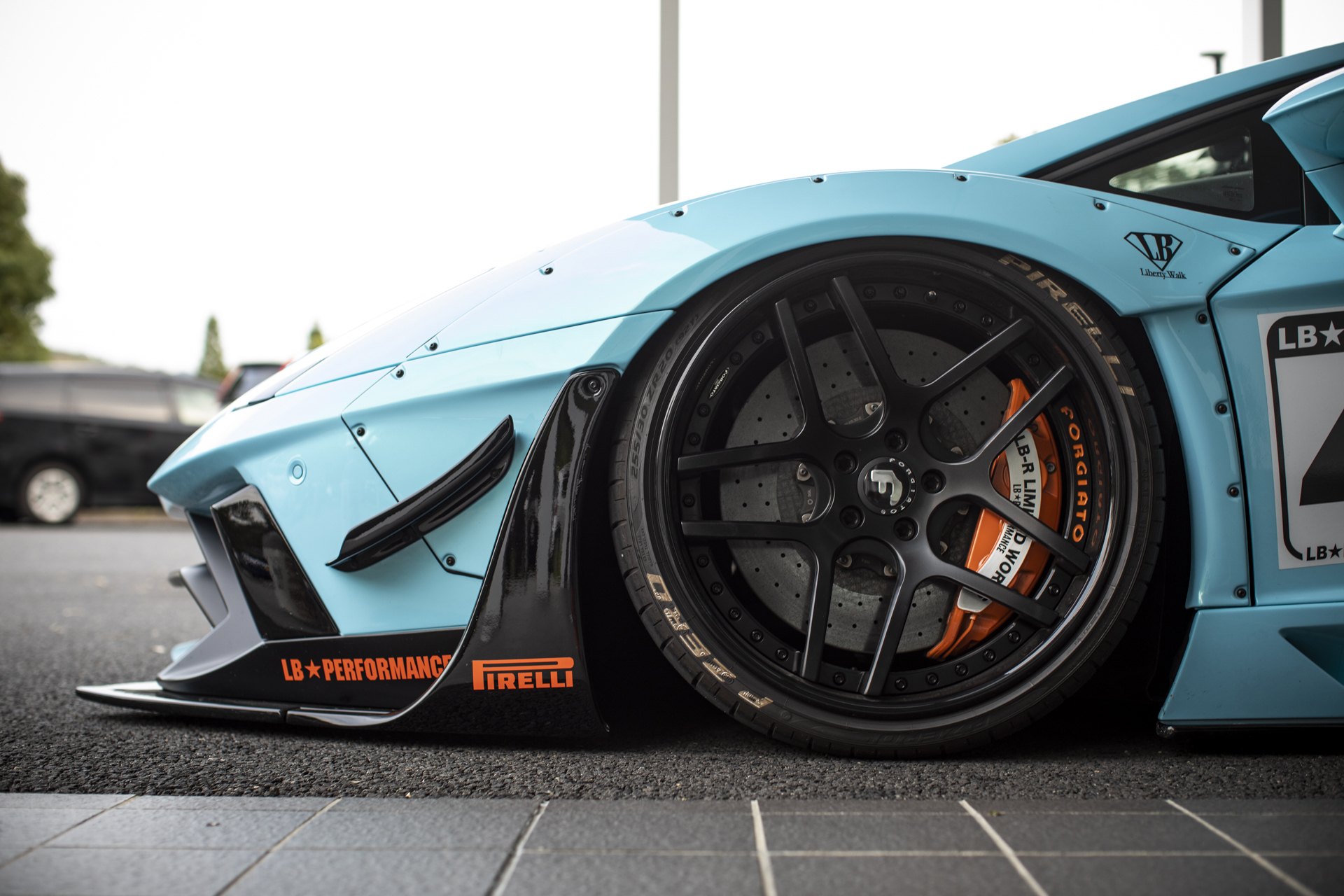 Light Blue Lamborghini Aventador Pirelli Tires - Photo by Forgiato