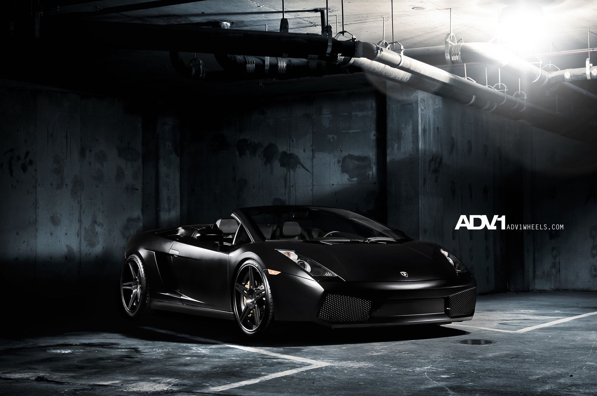 Aftermarket Front Lip on Black Lamborghini Gallardo - Photo by ADV.1