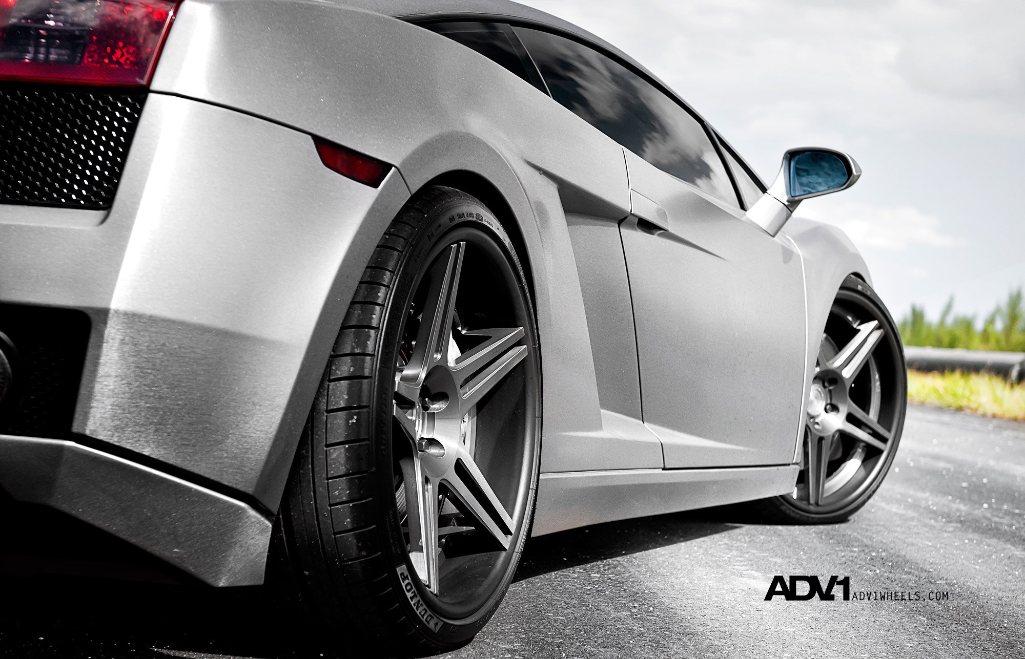 Texture Gunmetal ADV1 Rims on Gray Lamborghini Gallardo - Photo by ADV.1