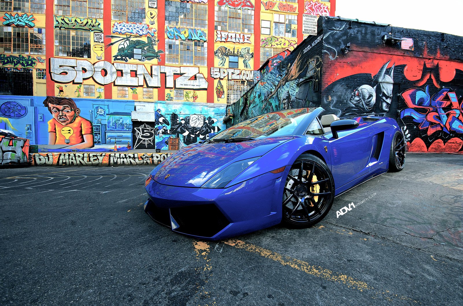Gloss Black ADV1 Wheels on Blue Lamborghini Gallardo - Photo by ADV.1