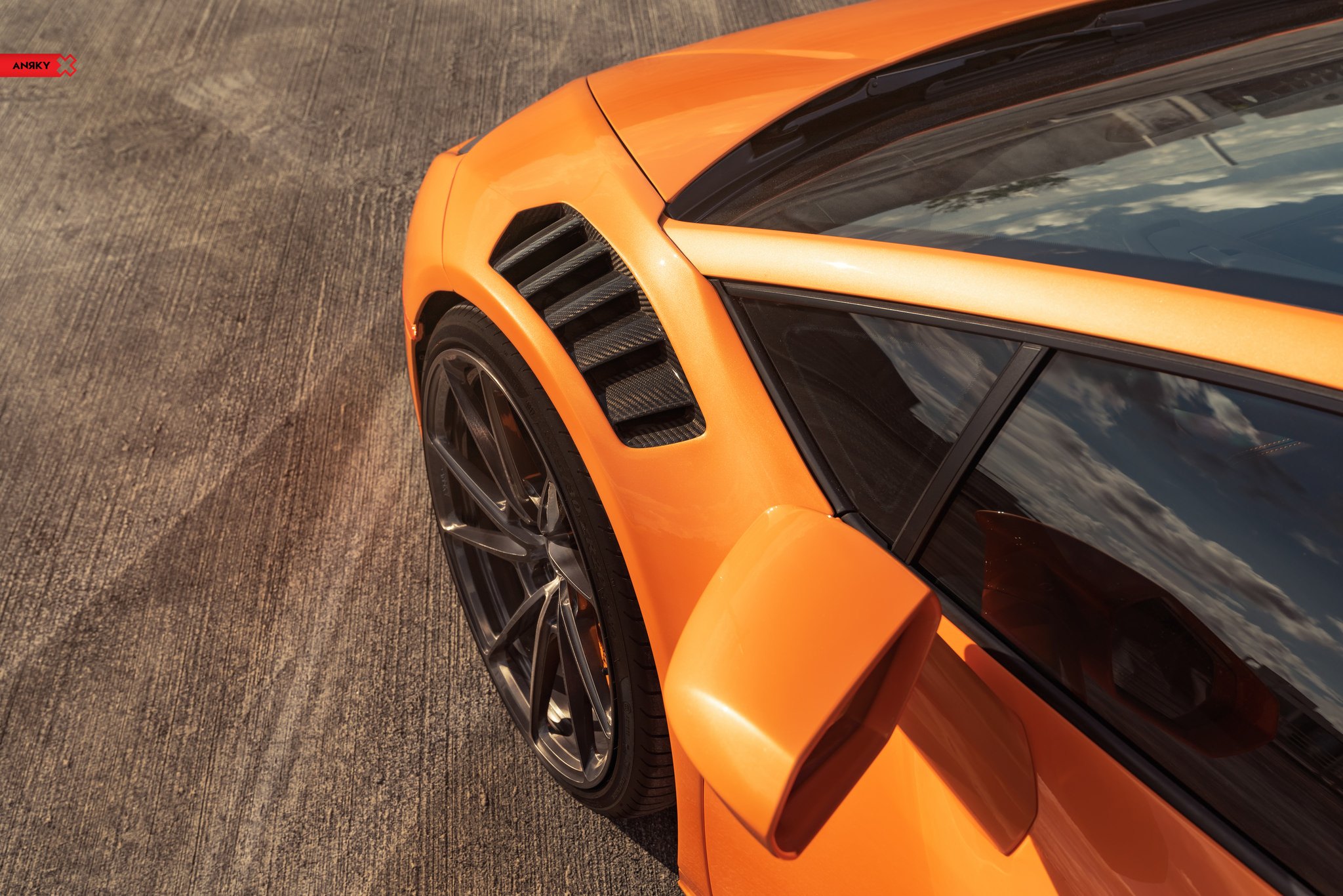 Orange Lamborghini Huracan with Carbon Fiber Side Vents - Photo by ANRKY Wheels