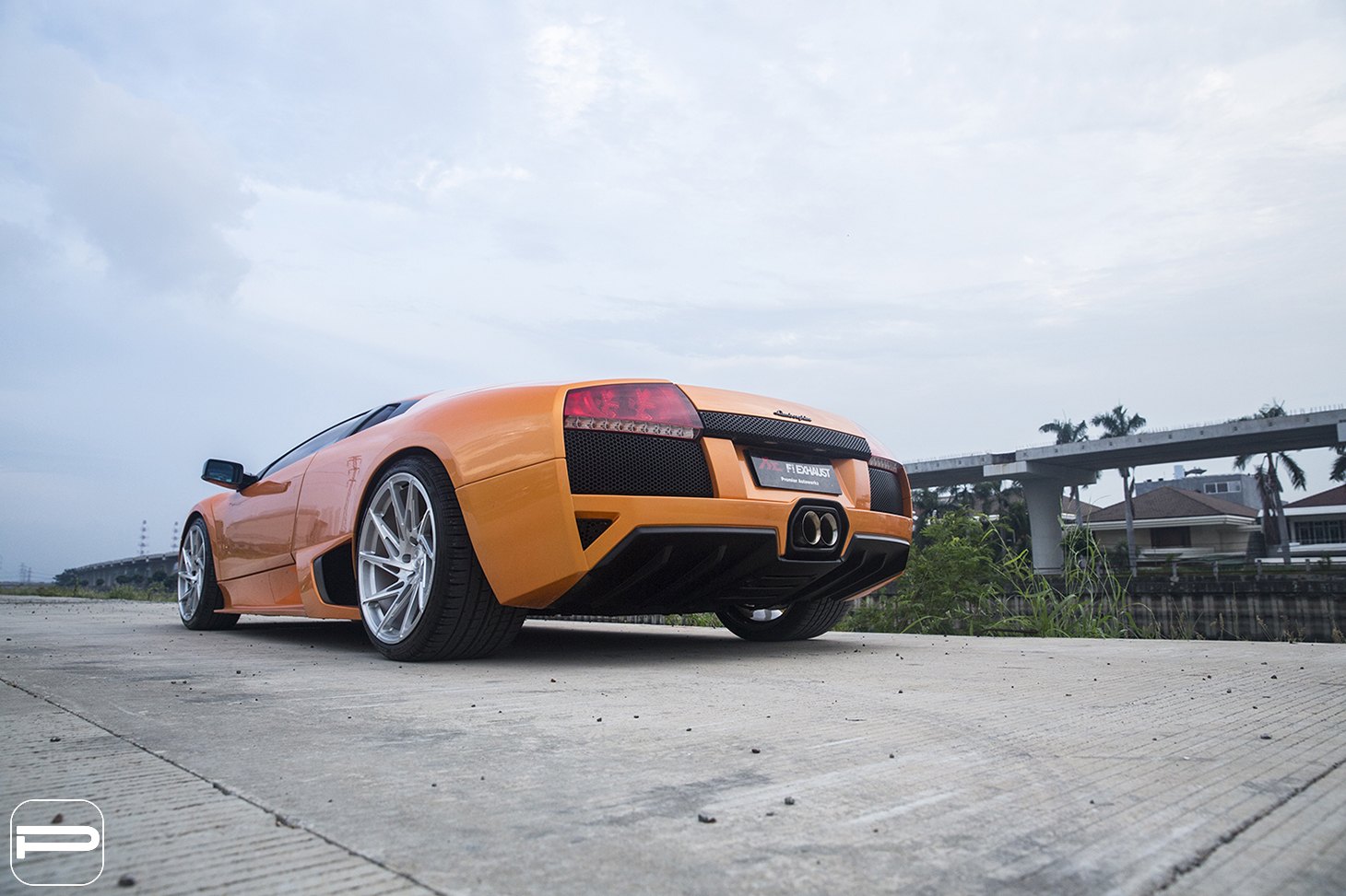 Orange Lamborghini Murcielago with Aftermarket Rear Diffuser - Photo by PUR Wheels