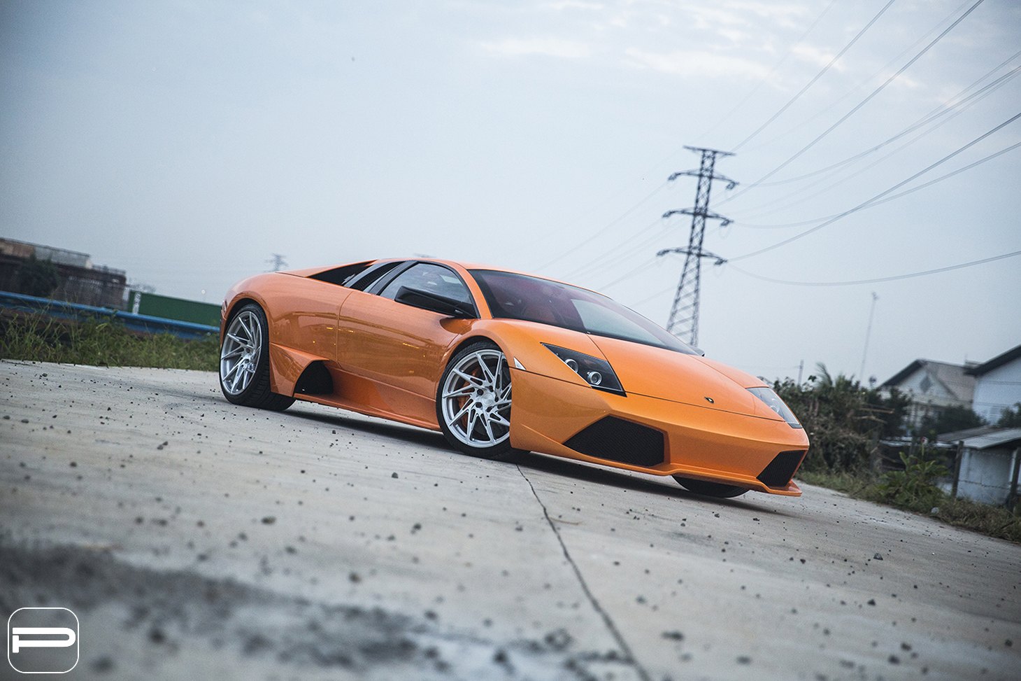 Custom Orange Lamborghini Murcielago Side Skirts - Photo by PUR Wheels