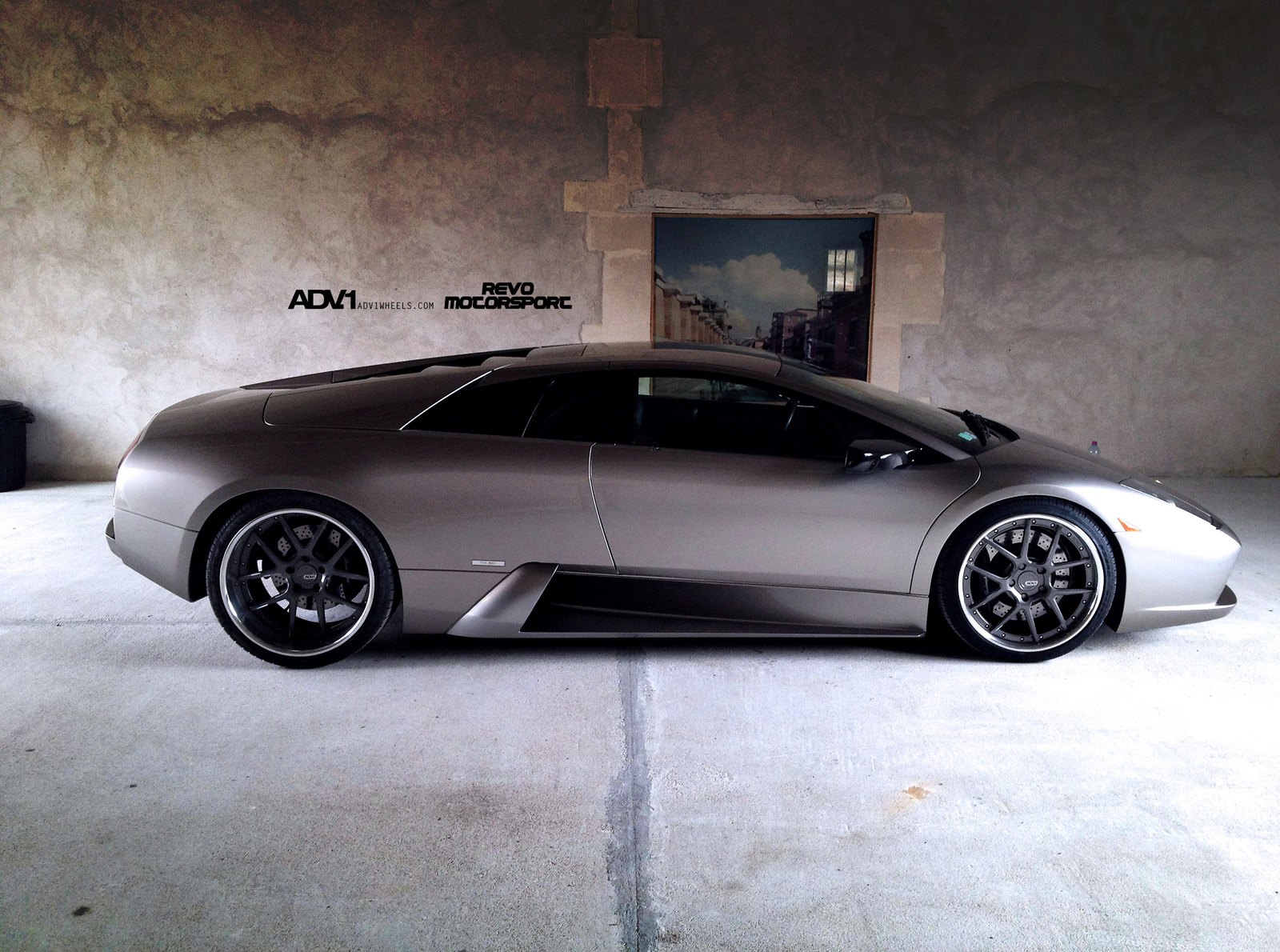 Matte Black ADV1 Rims on Gray Metallic Lamborghini Murcielago - Photo by ADV.1