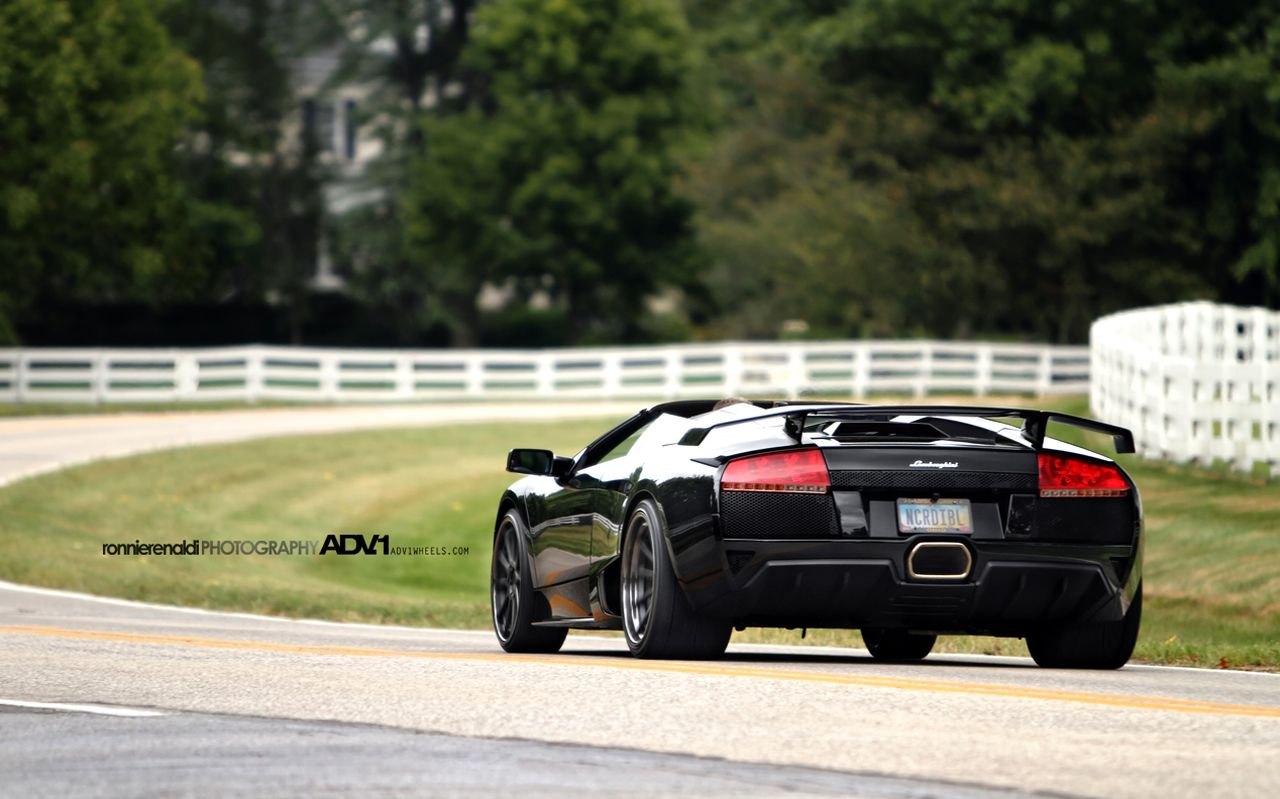 Rear Diffuser on Black Convertible Lamborghini Murcielago - Photo by ADV.1