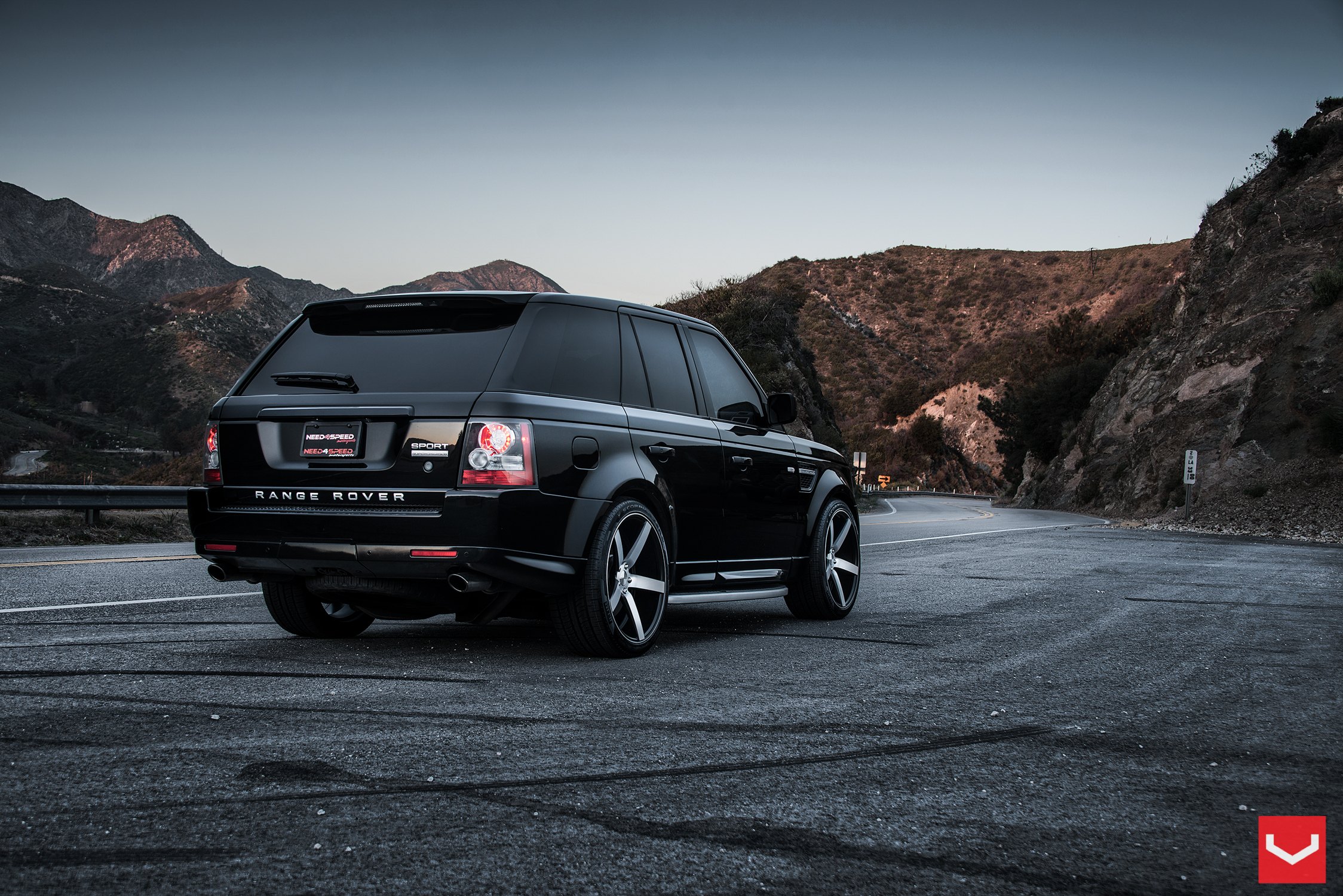 Red Clear LED Taillights on Black Land Rover Sport - Photo by Vossen
