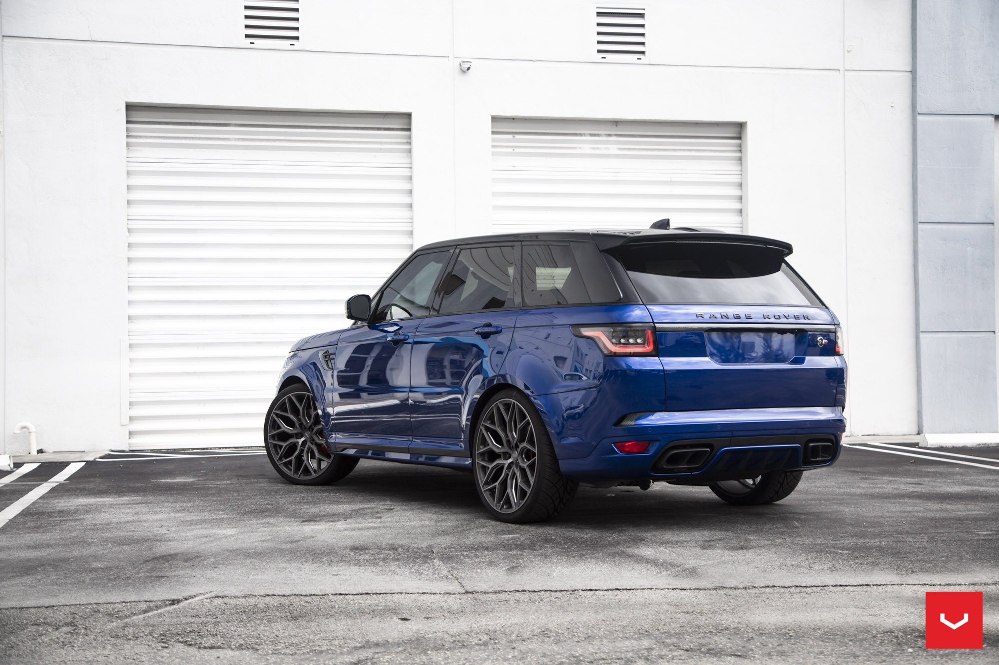 Blue Range Rover Sport with Custom Roofline Spoiler - Photo by Vossen