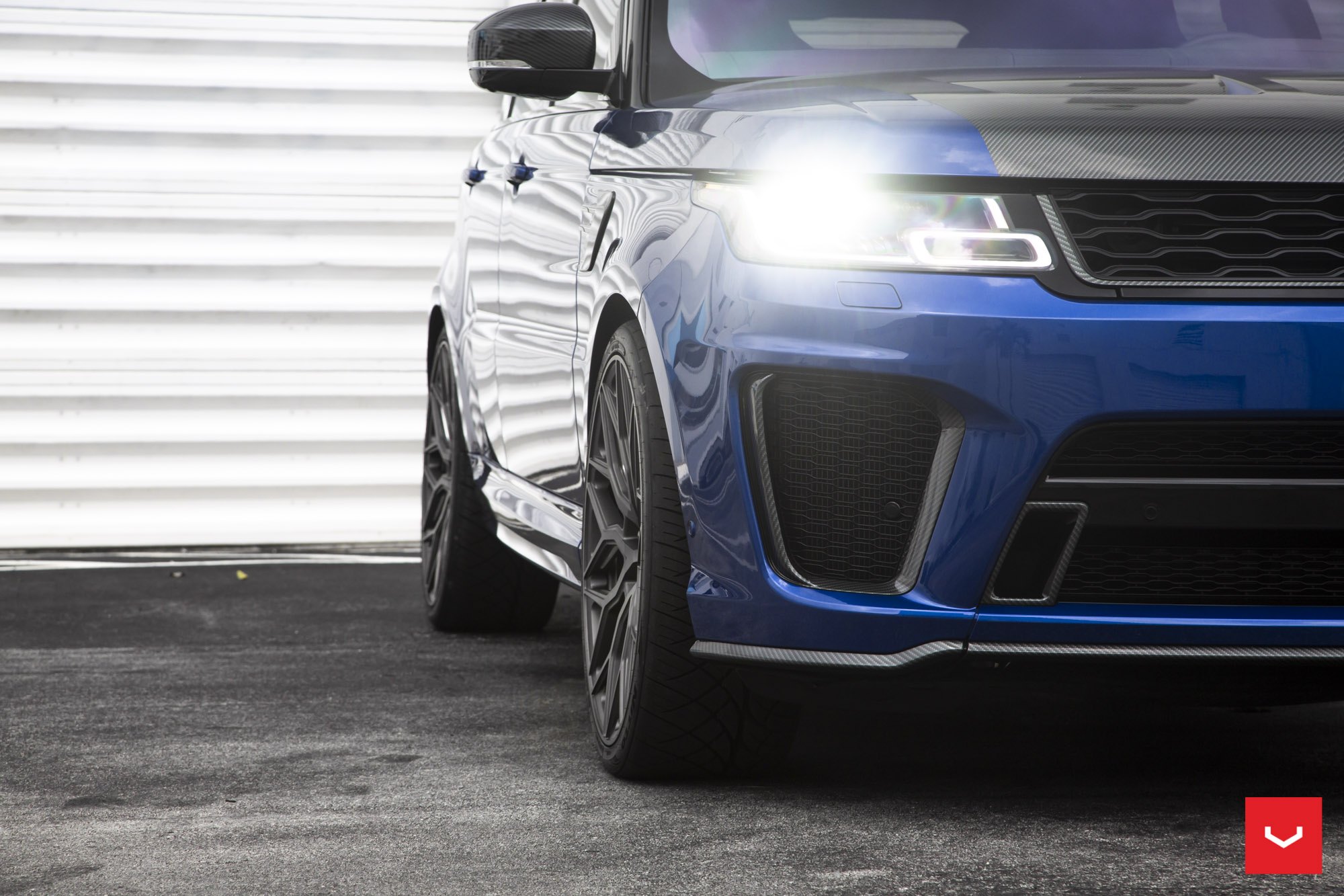 Carbon Fiber Canards on Blue Range Rover Sport - Photo by Vossen