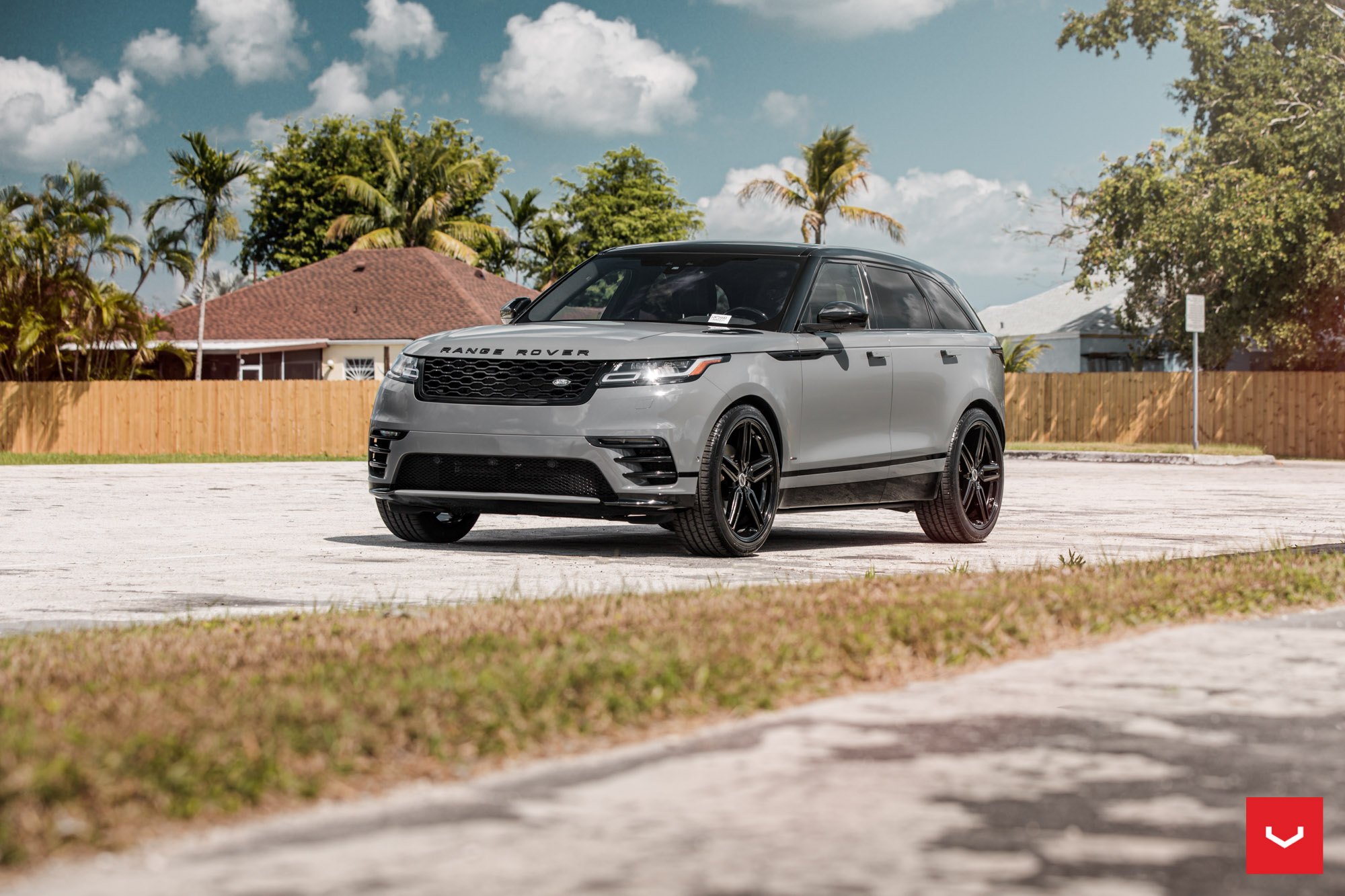 Gray Range Rover Velar with Aftermarket Front Bumper - Photo by Vossen