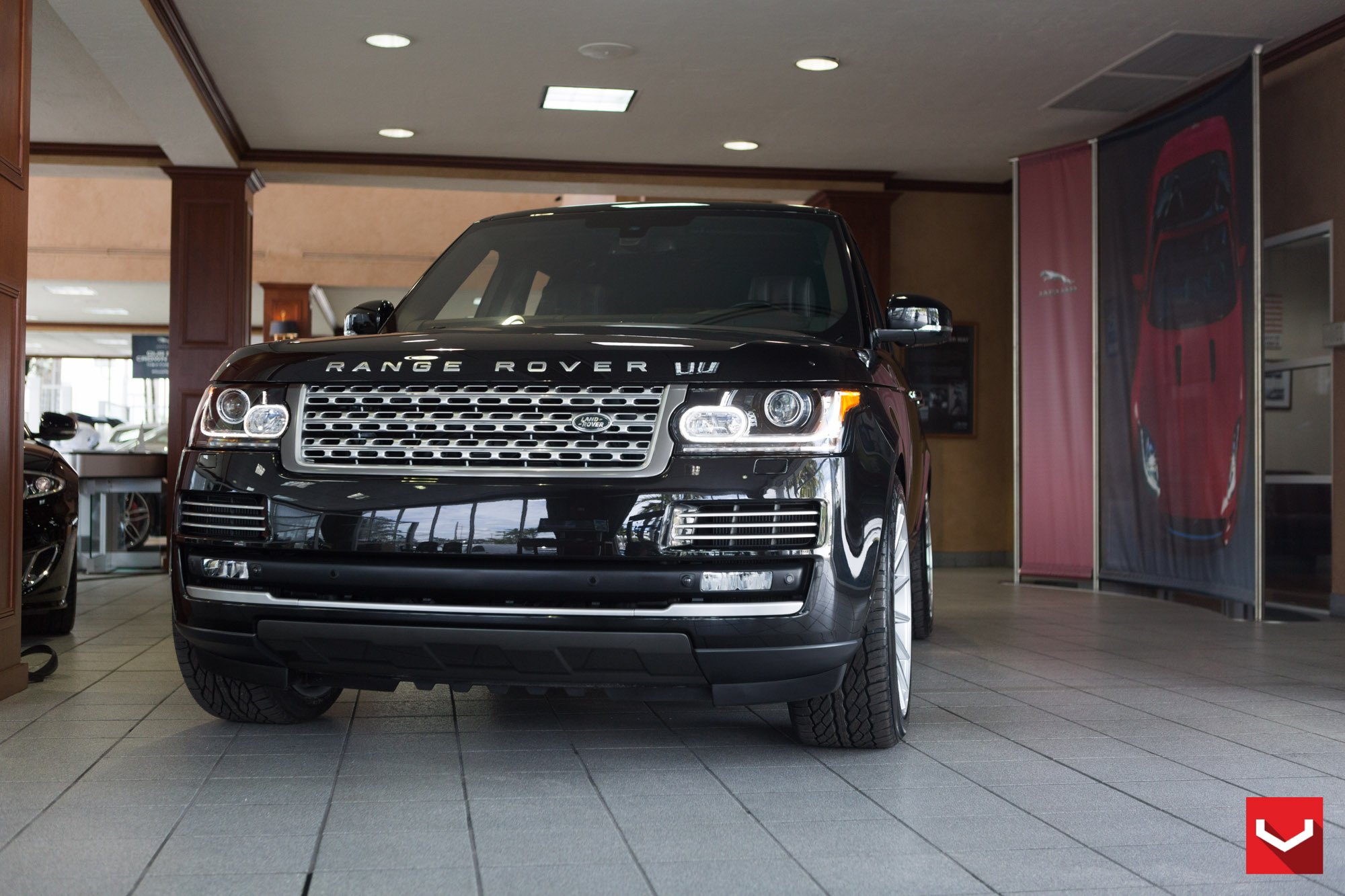 Black Land Rover Range Rover with Custom Front Bumper Cover - Photo by Vossen