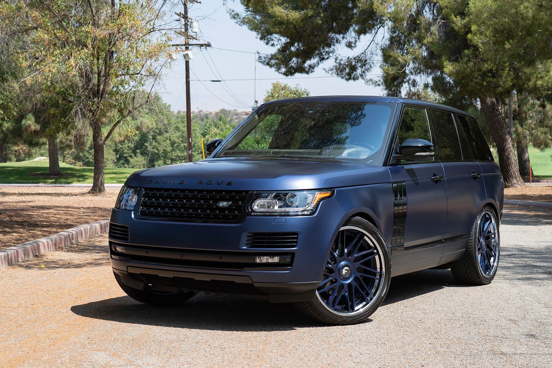 Blue Range Rover with Aftermarket Front Bumper - Photo by Forgiato