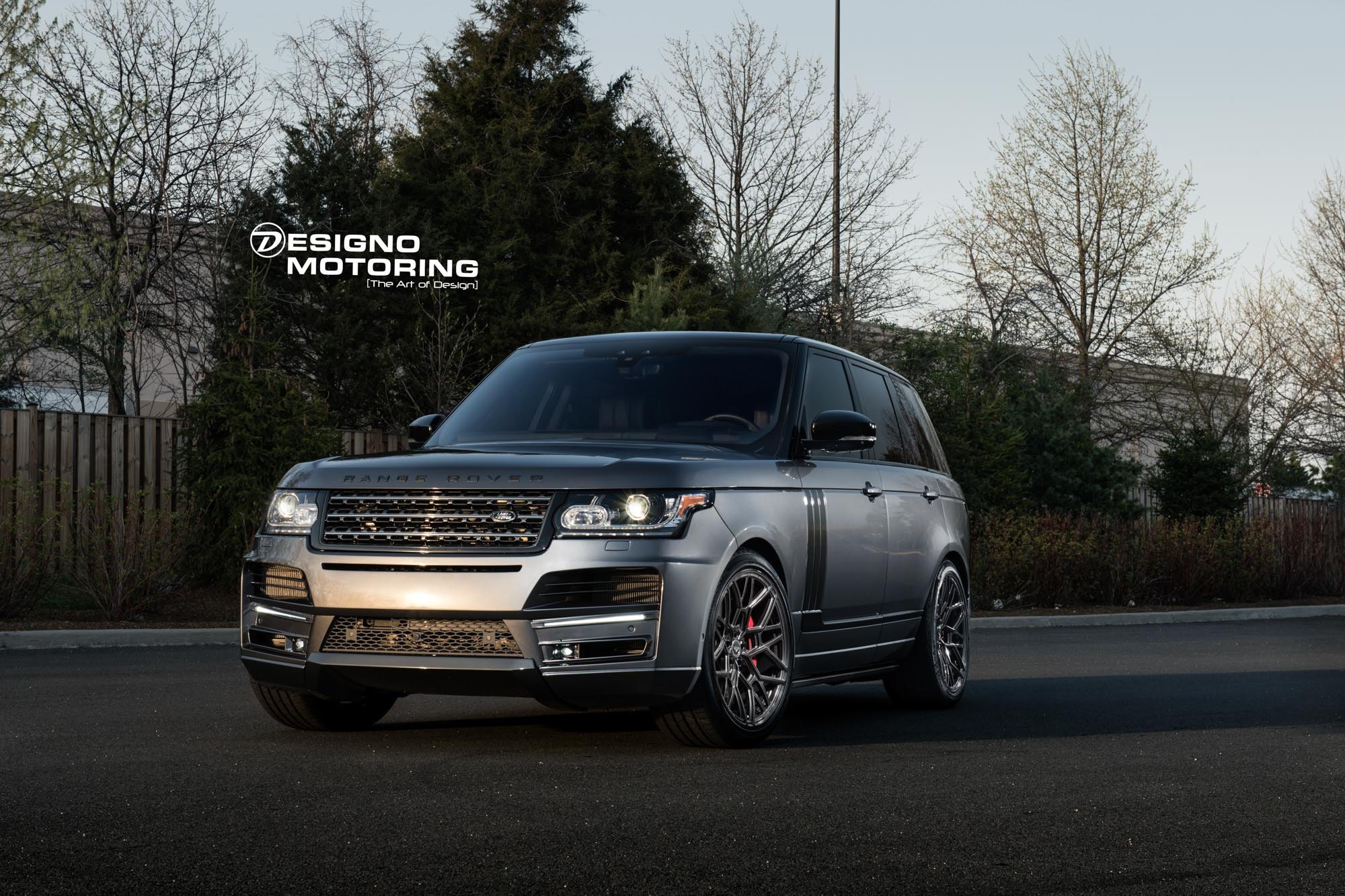 Gray Range Rover with Custom Projector Headlights - Photo by Vossen