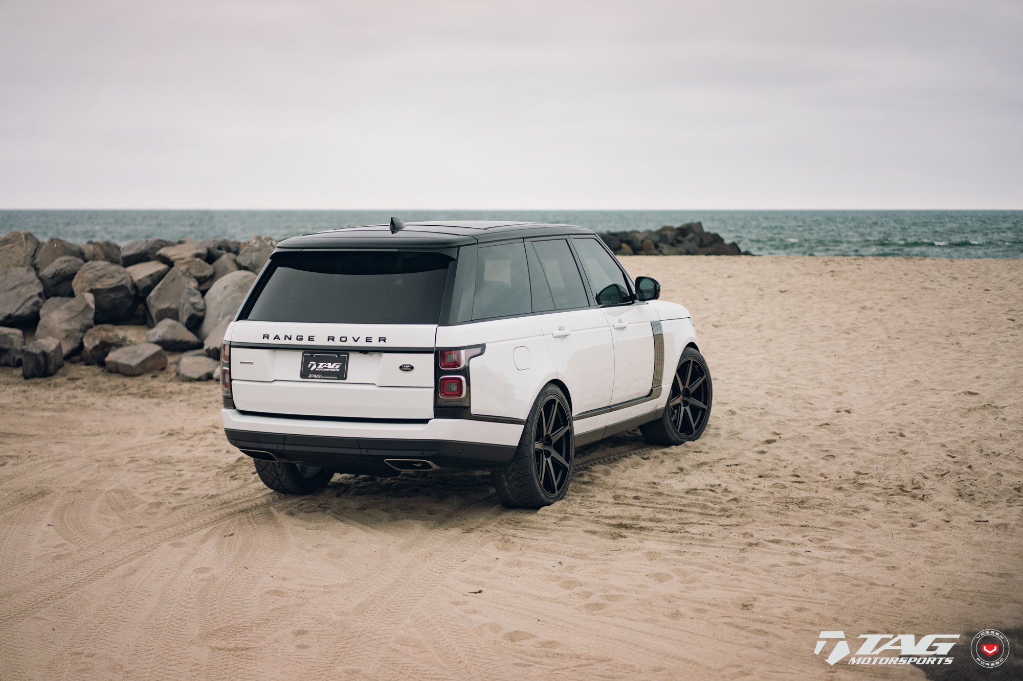 White Range Rover with Custom Rear Diffuser - Photo by Vossen