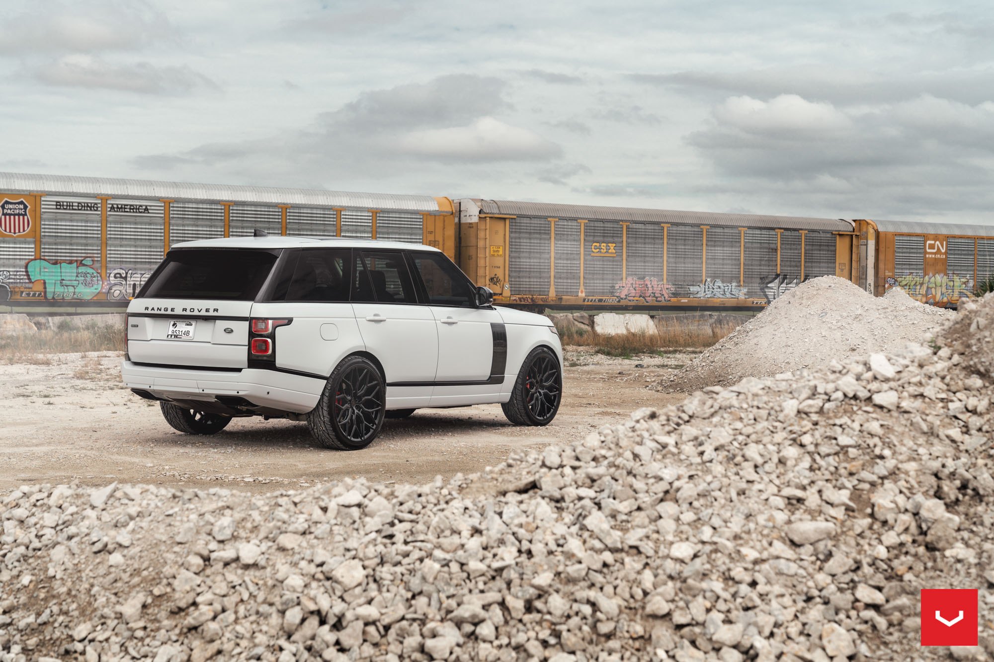 Red Clear LED Taillights on White Range Rover - Photo by Vossen Wheels