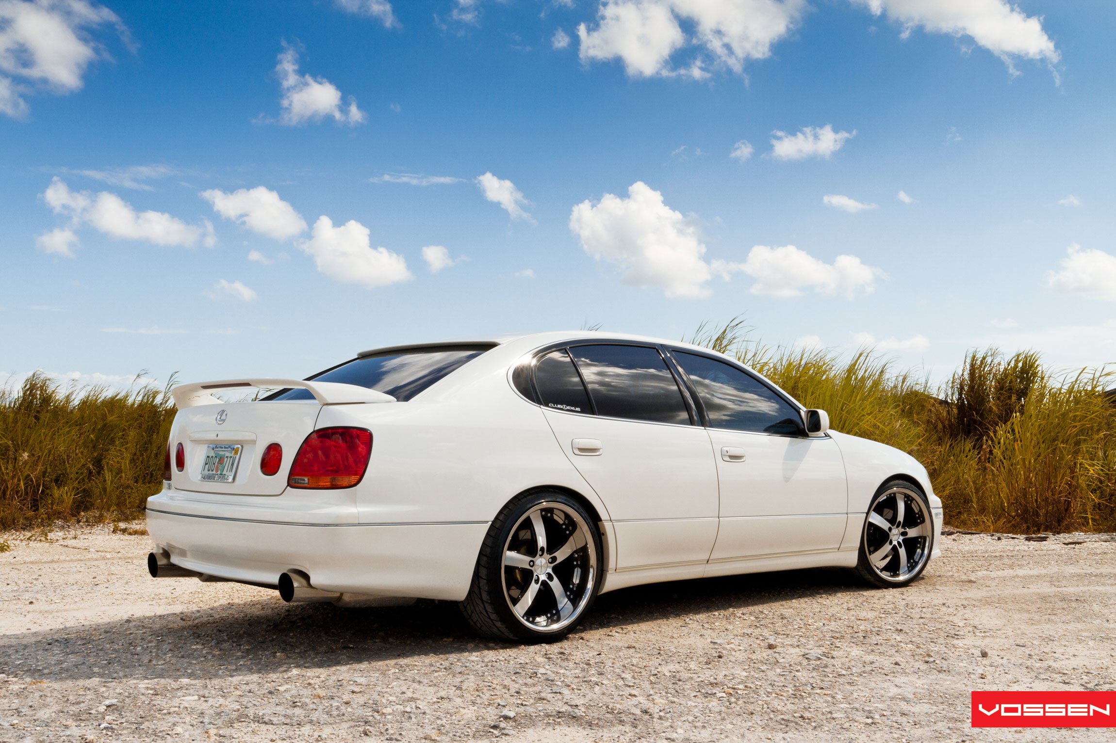 Custom Style Rear Spoiler on White Lexus GS - Photo by Vossen