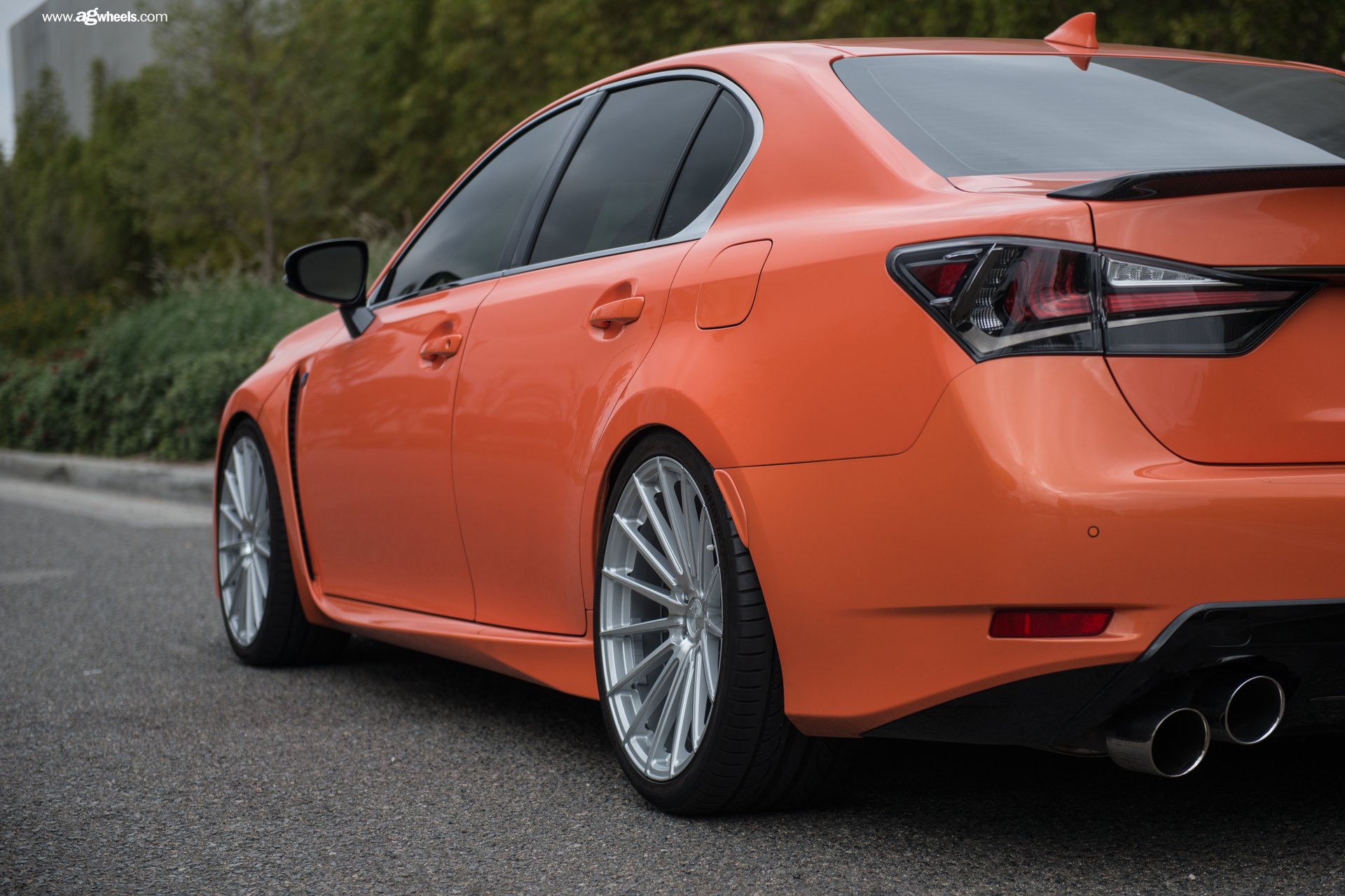 Polished Avant Garde Rims on Orange Lexus GS - Photo by Avant Garde Wheels