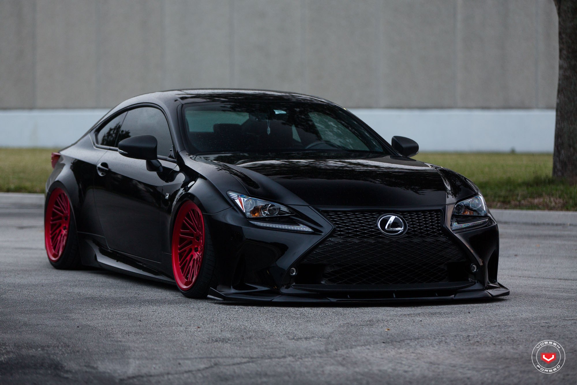 Black Lexus RC-F With Red Rims - Photo by Vossen
