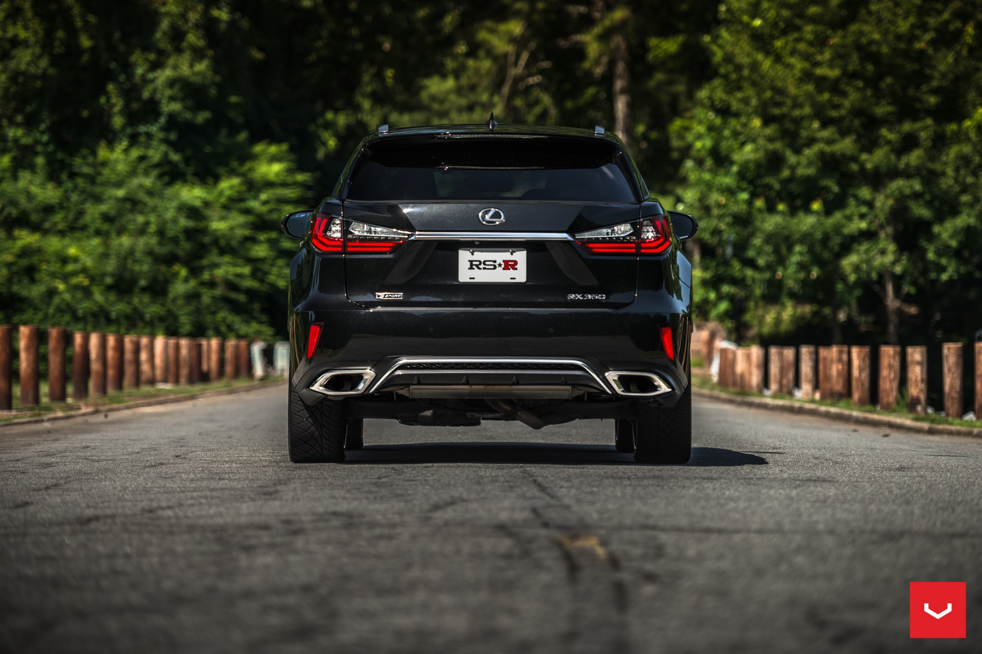 Red Clear LED Taillights on Black Lexus RX - Photo by Vossen