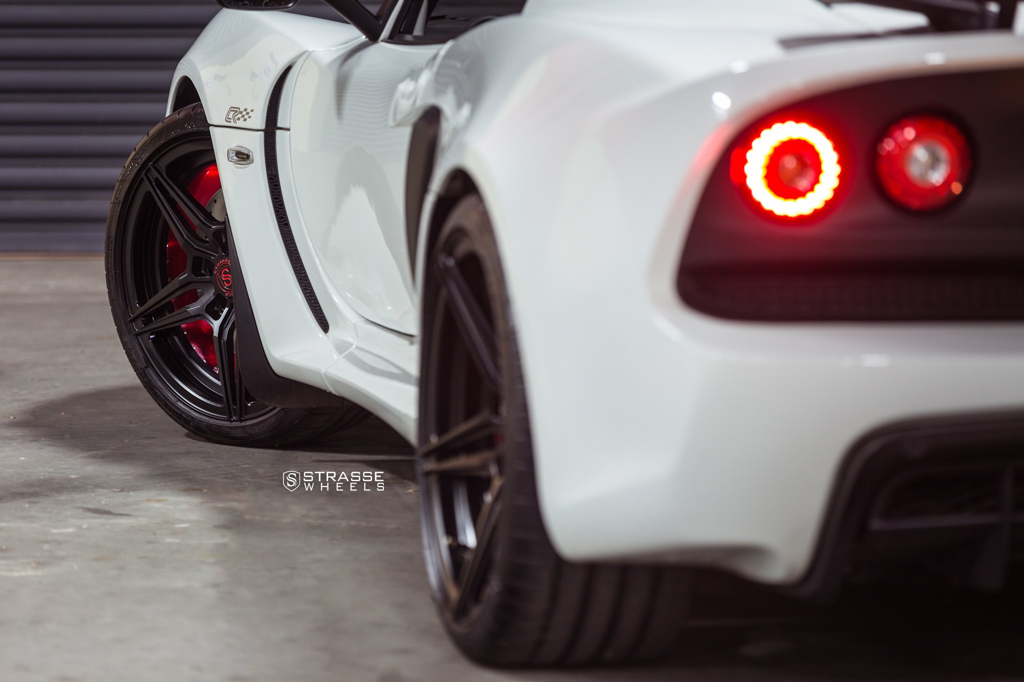 Red LED Taillights on Custom White Lotus Exige - Photo by Strasse Forged