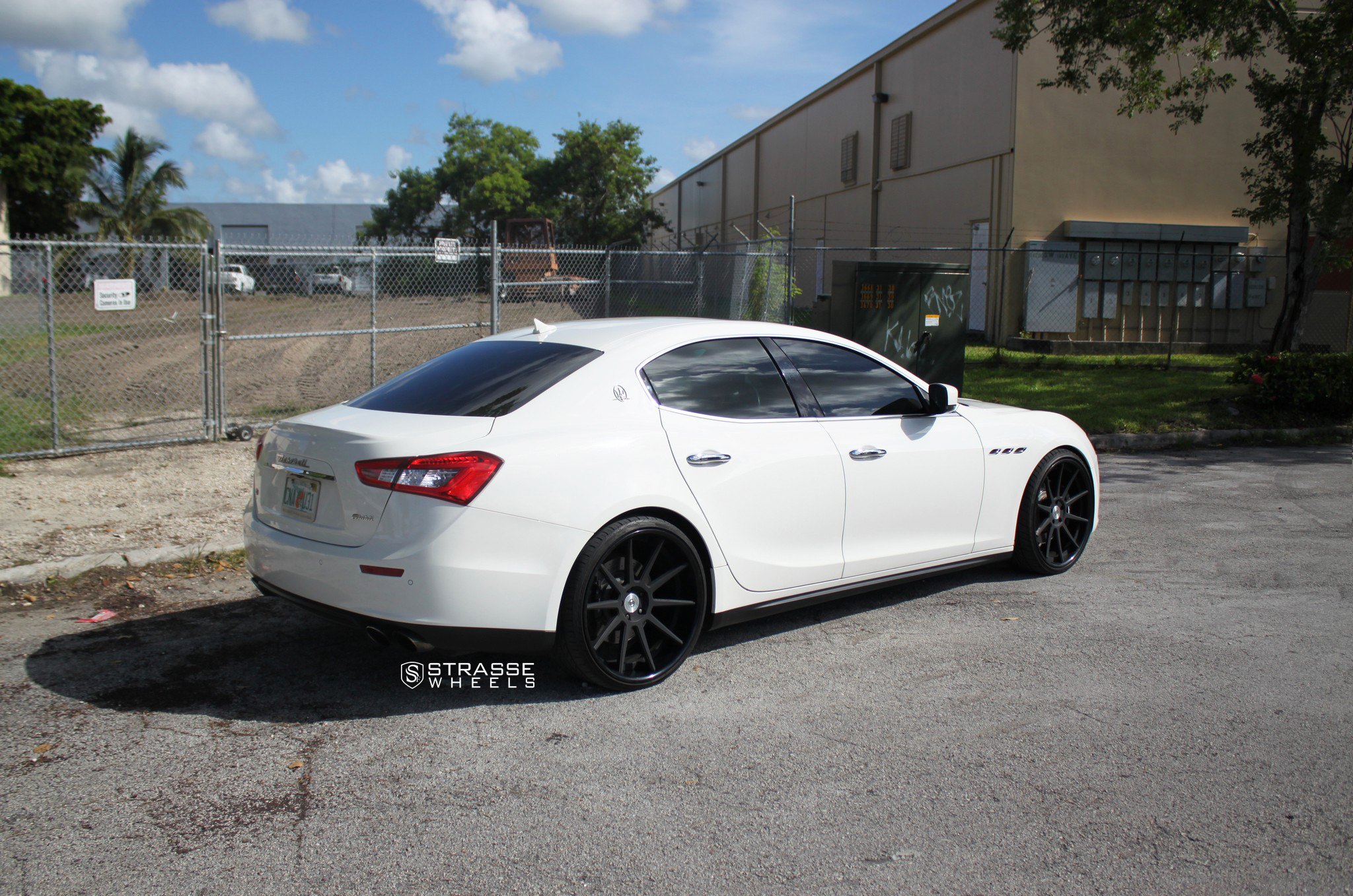 White Maserati Ghibli with Aftermarket Rear Diffuser - Photo by Strasse Forged