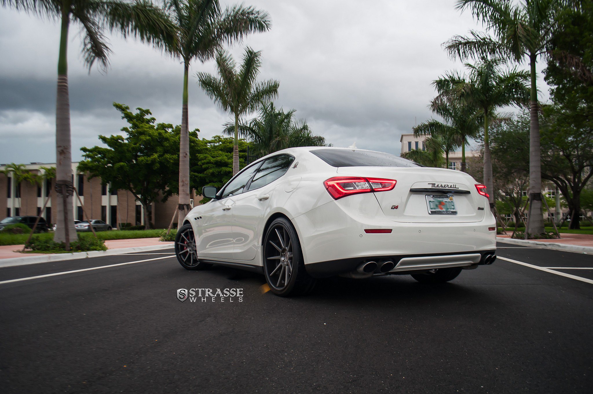 White Maserati Ghibli with Custom Rear Diffuser - Photo by Strasse Forged