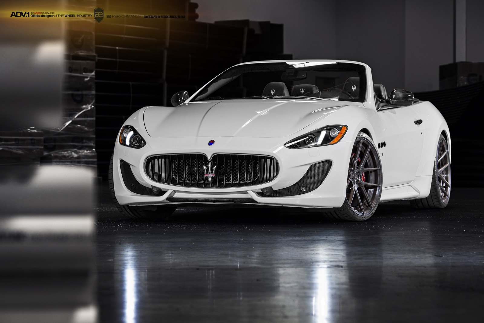 White Convertible Maserati Granturismo with Carbon Fiber Accents - Photo by ADV.1