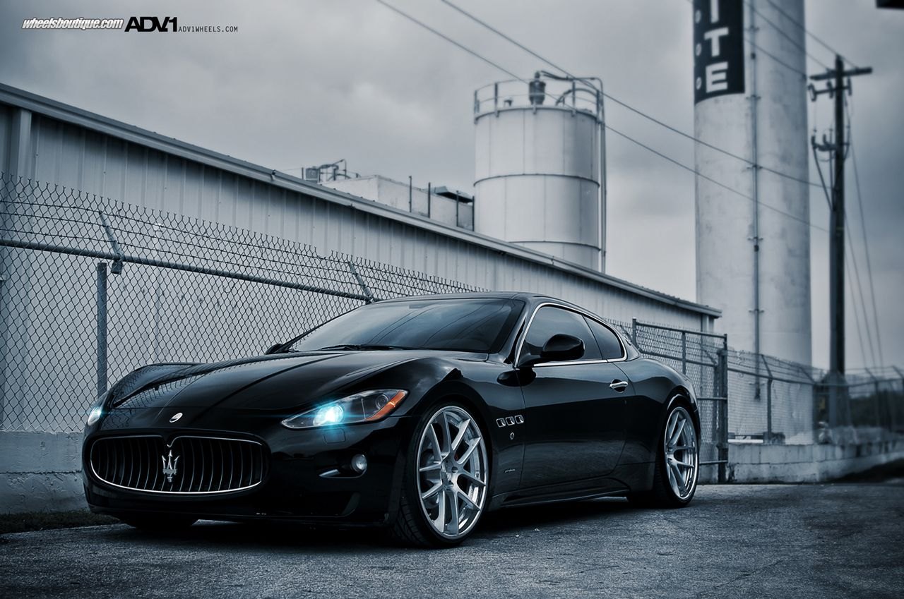 Polished ADV1 Wheels on Black Maserati Granturismo - Photo by ADV.1