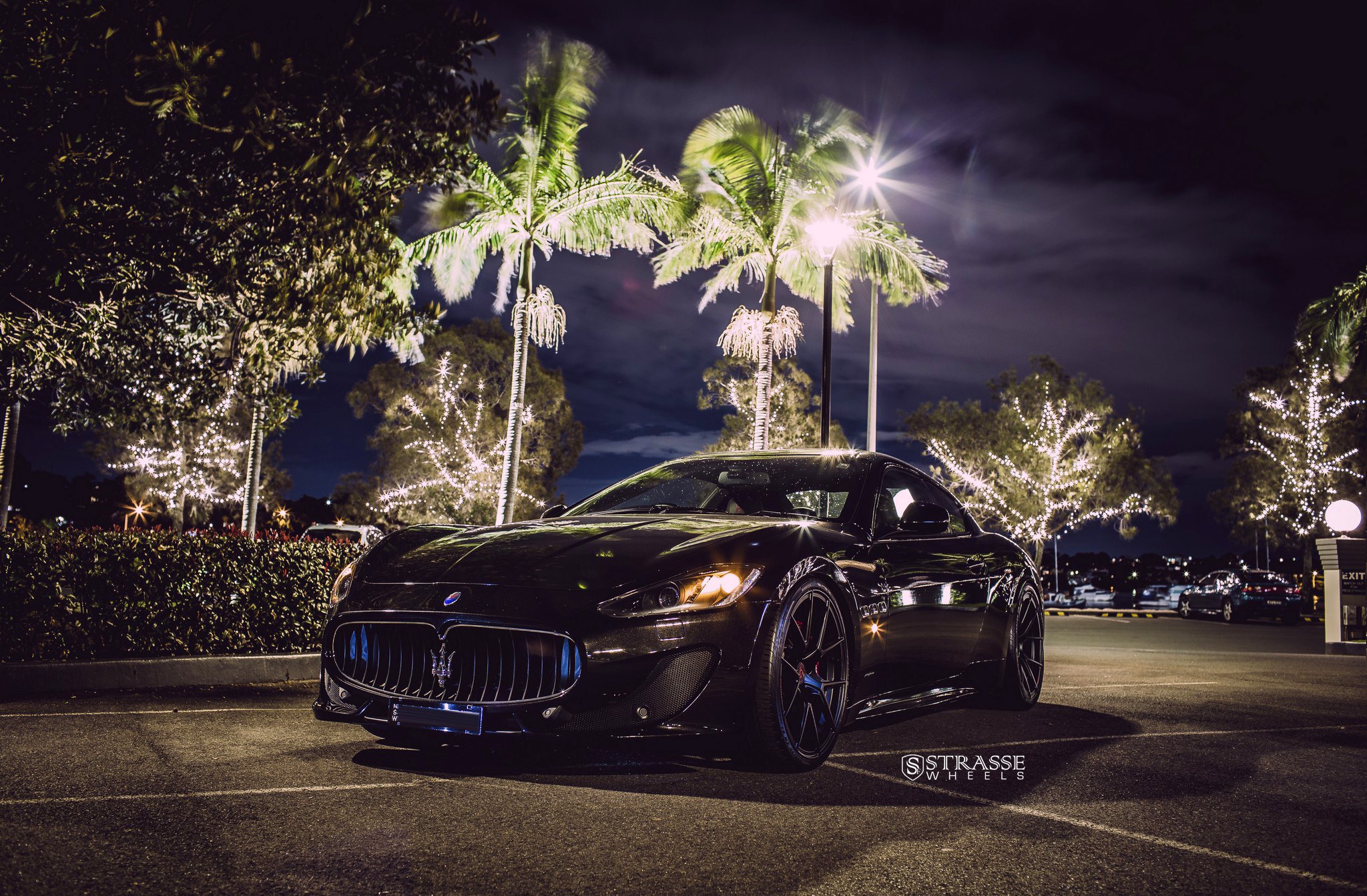 Custom Front Bumper on Black Maserati Granturismo - Photo by Strasse Forged