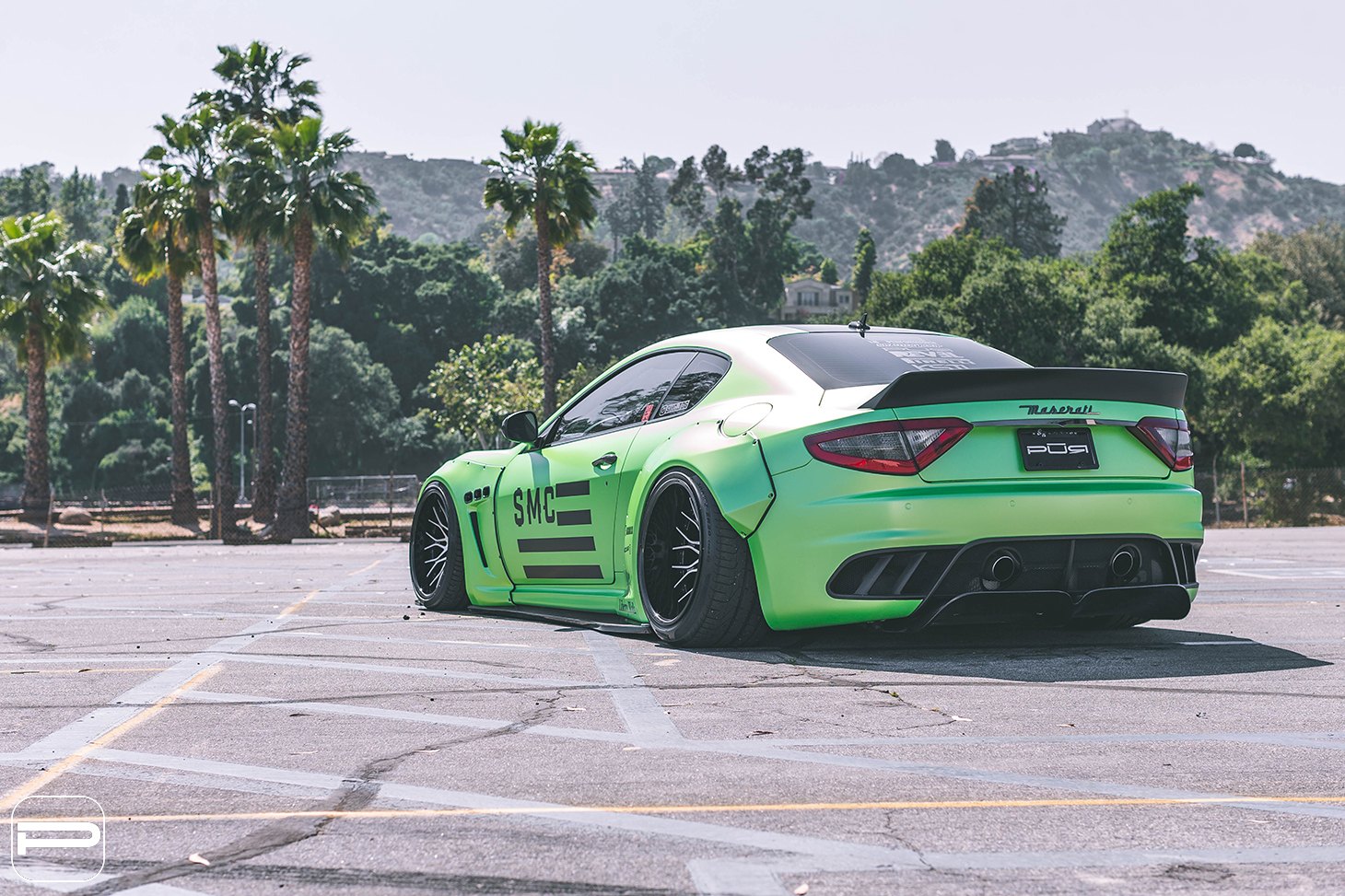 Green Maserati Granturismo with Aftermarket Rear Diffuser - Photo by PUR Wheels