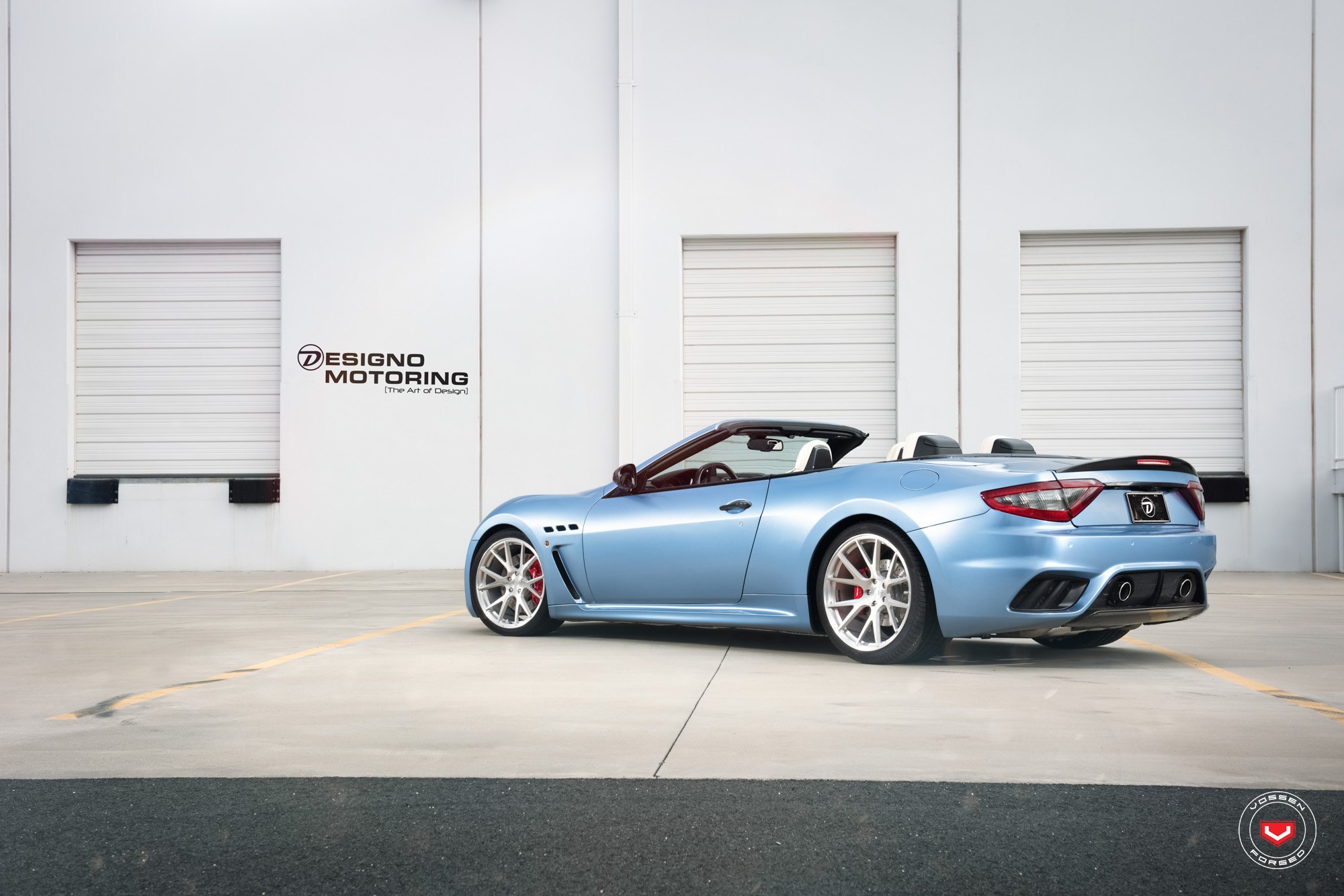 Red Clear Taillights on Blue Convertible Maserati Granturismo - Photo by Vossen