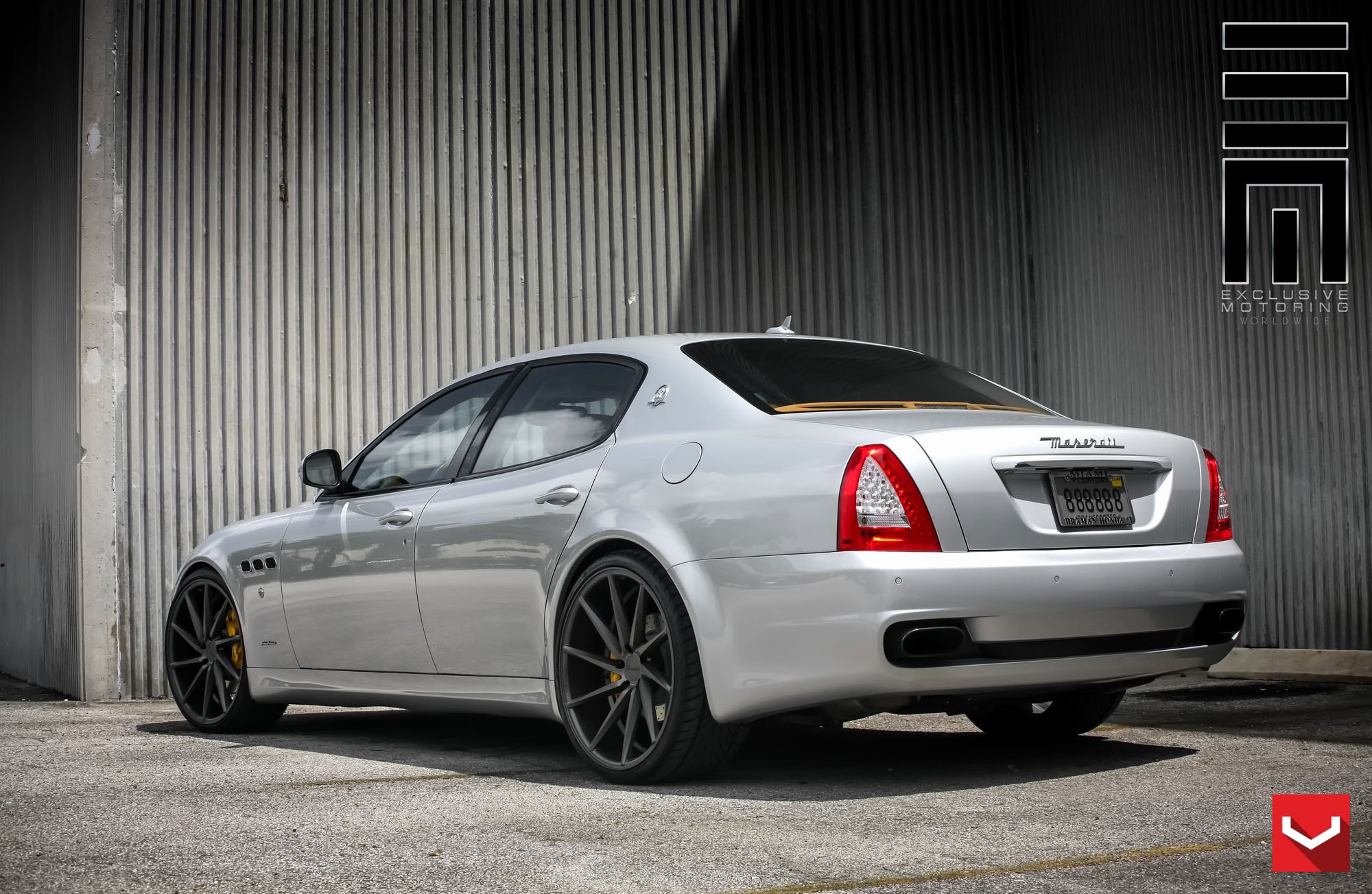 Aftermarket LED Taillights on Silver Maserati Quattroporte - Photo by Vossen