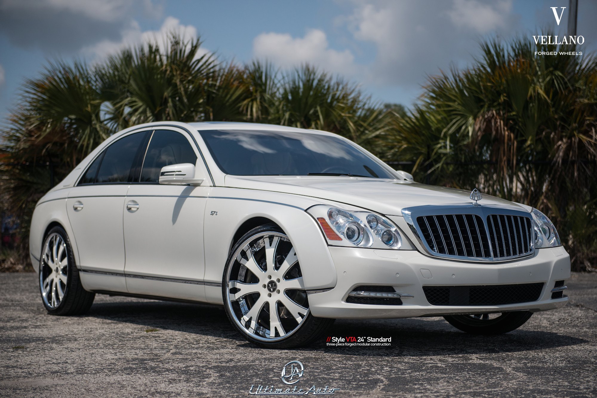 Chrome Billet Grille on White Maybach - Photo by Vellano