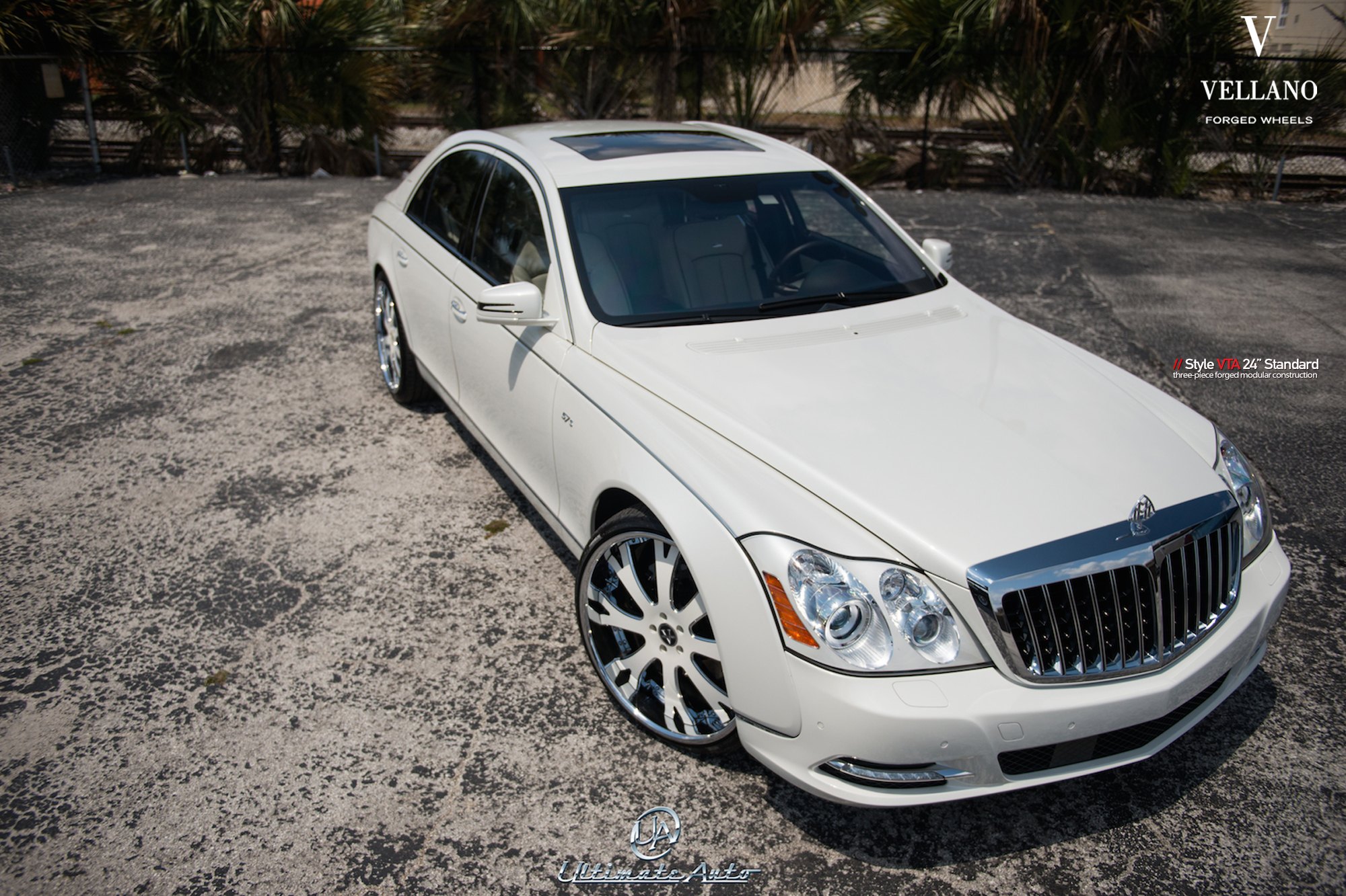 White Maybach with Aftermarket Front Bumper - Photo by Vellano