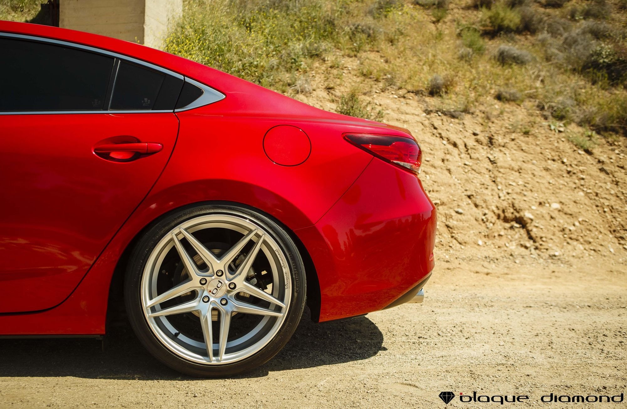 Red Mazda 6 with Silver Blaque Diamond Wheels - Photo by Blaque Diamond