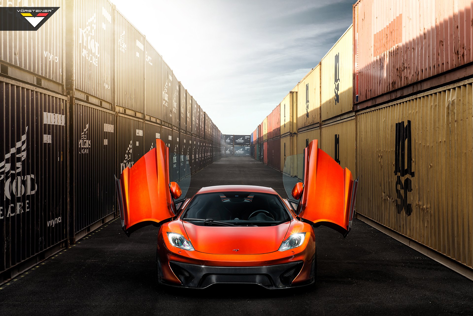 Custom Vertical Doors on Orange McLaren 12C - Photo by Vorstiner