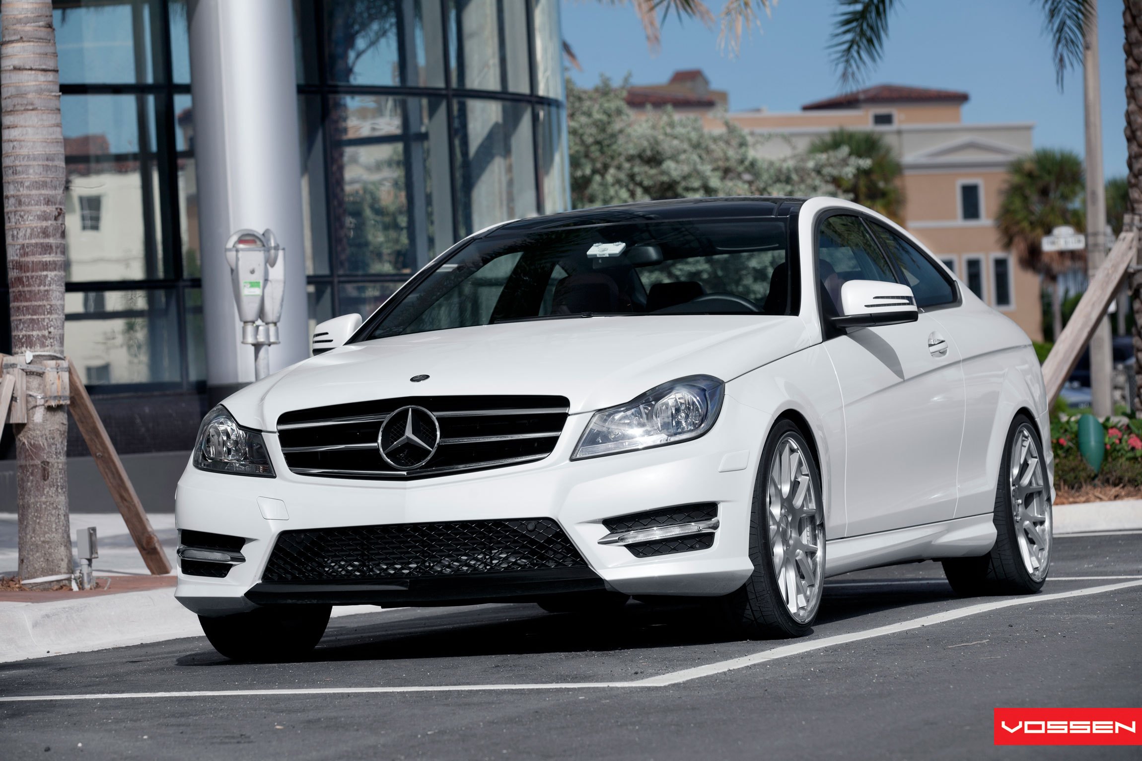 White Mercedes C Class with Custom Front Bumper - Photo by Vossen