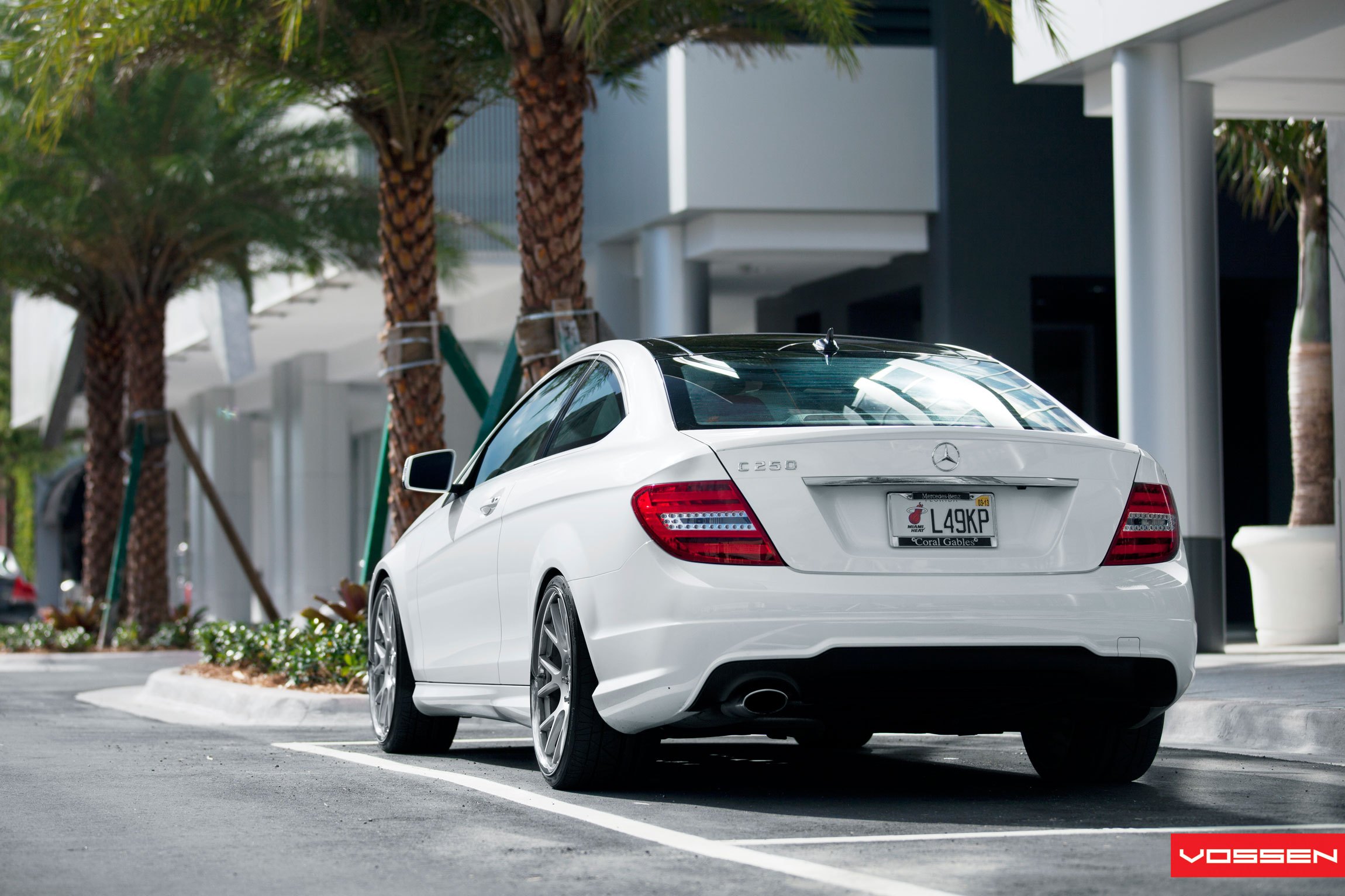 White Mercedes C Class with Red Clear LED Taillights - Photo by Vossen