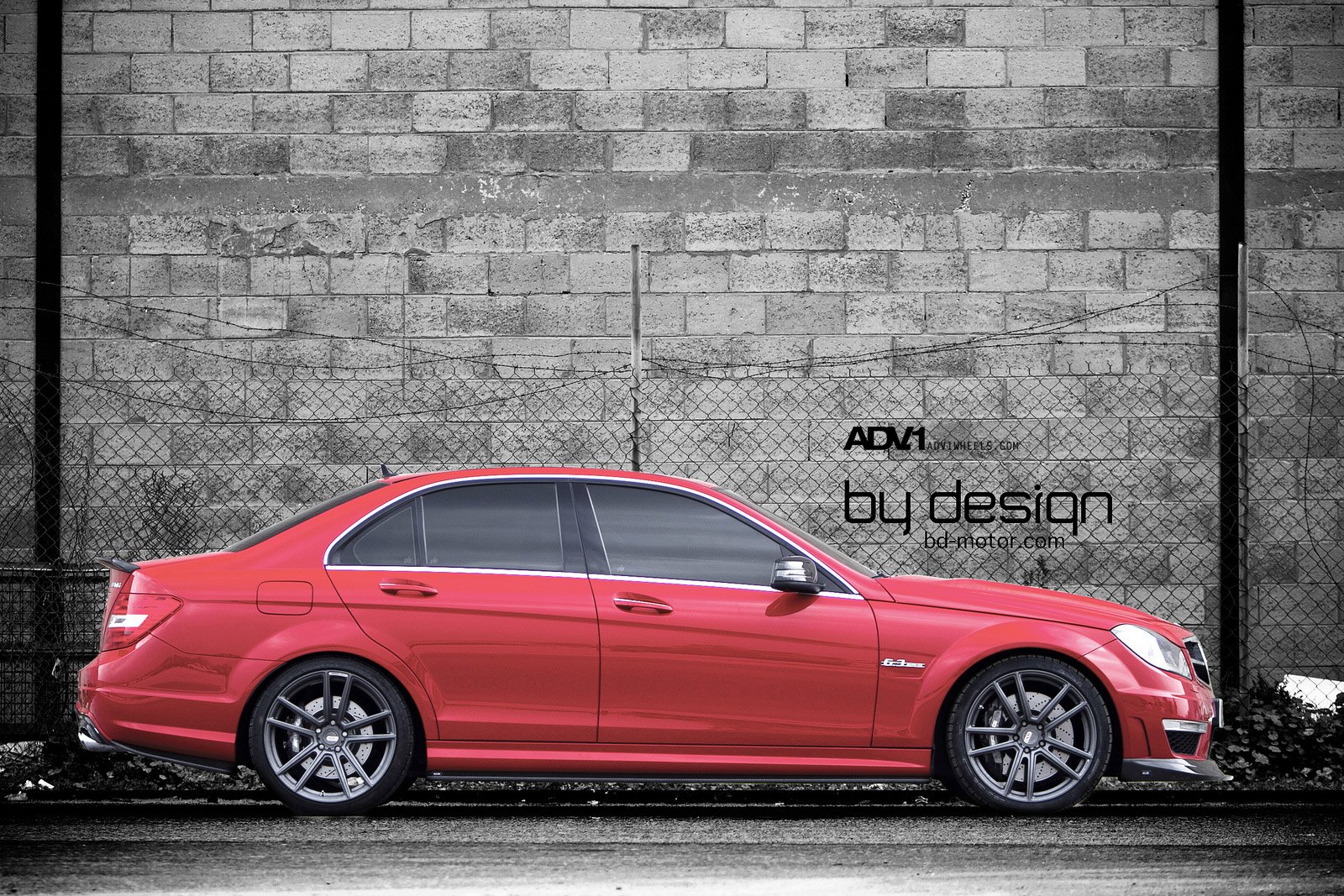 Red Mercedes C63 AMG With Black Window Tint - Photo by ADV.1