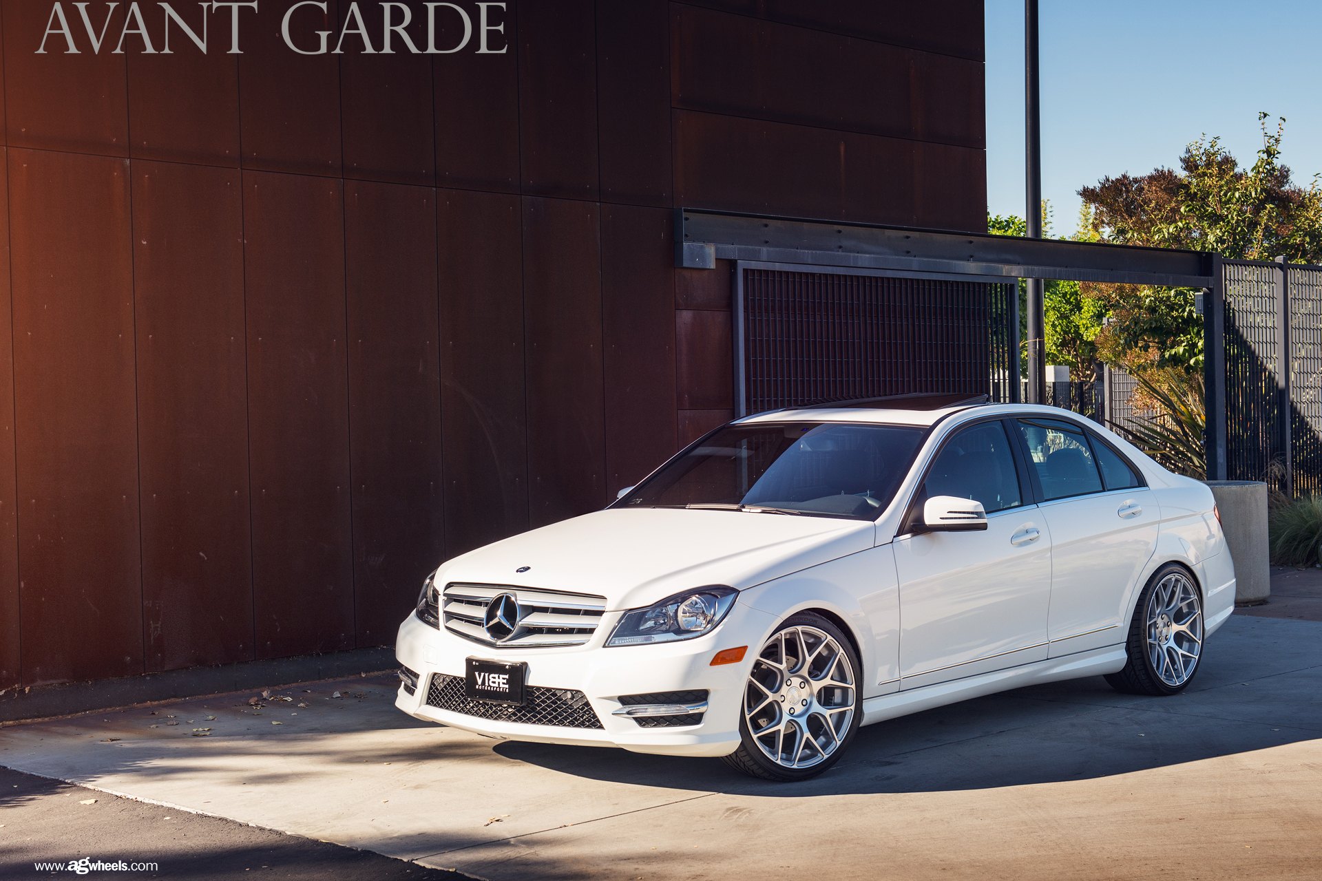 White Mercedes C Class with Custom Grille - Photo by Avant Garde Wheels