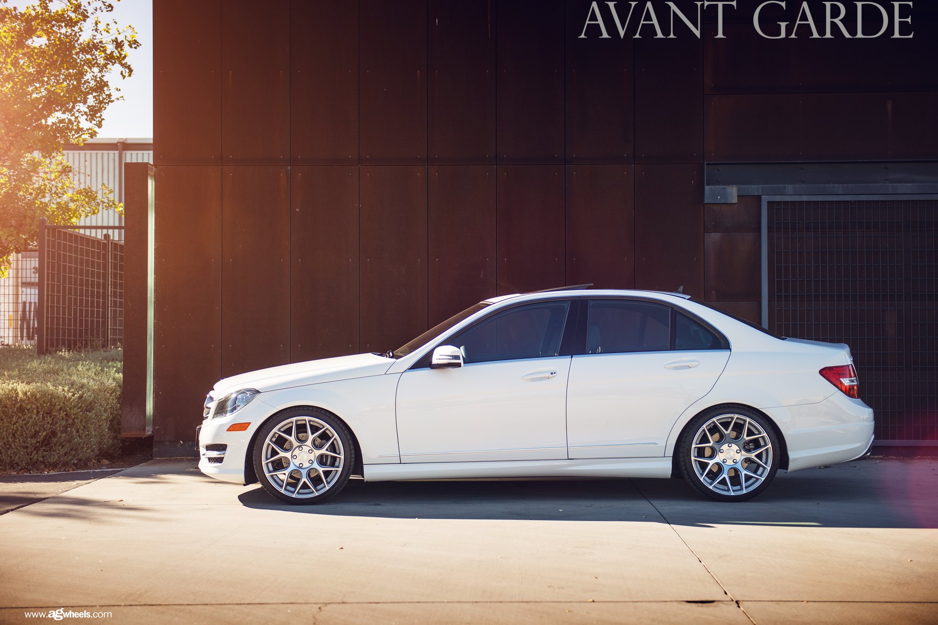 White Mercedes C Class with Polished Avant Garde Rims - Photo by Avant Garde Wheels