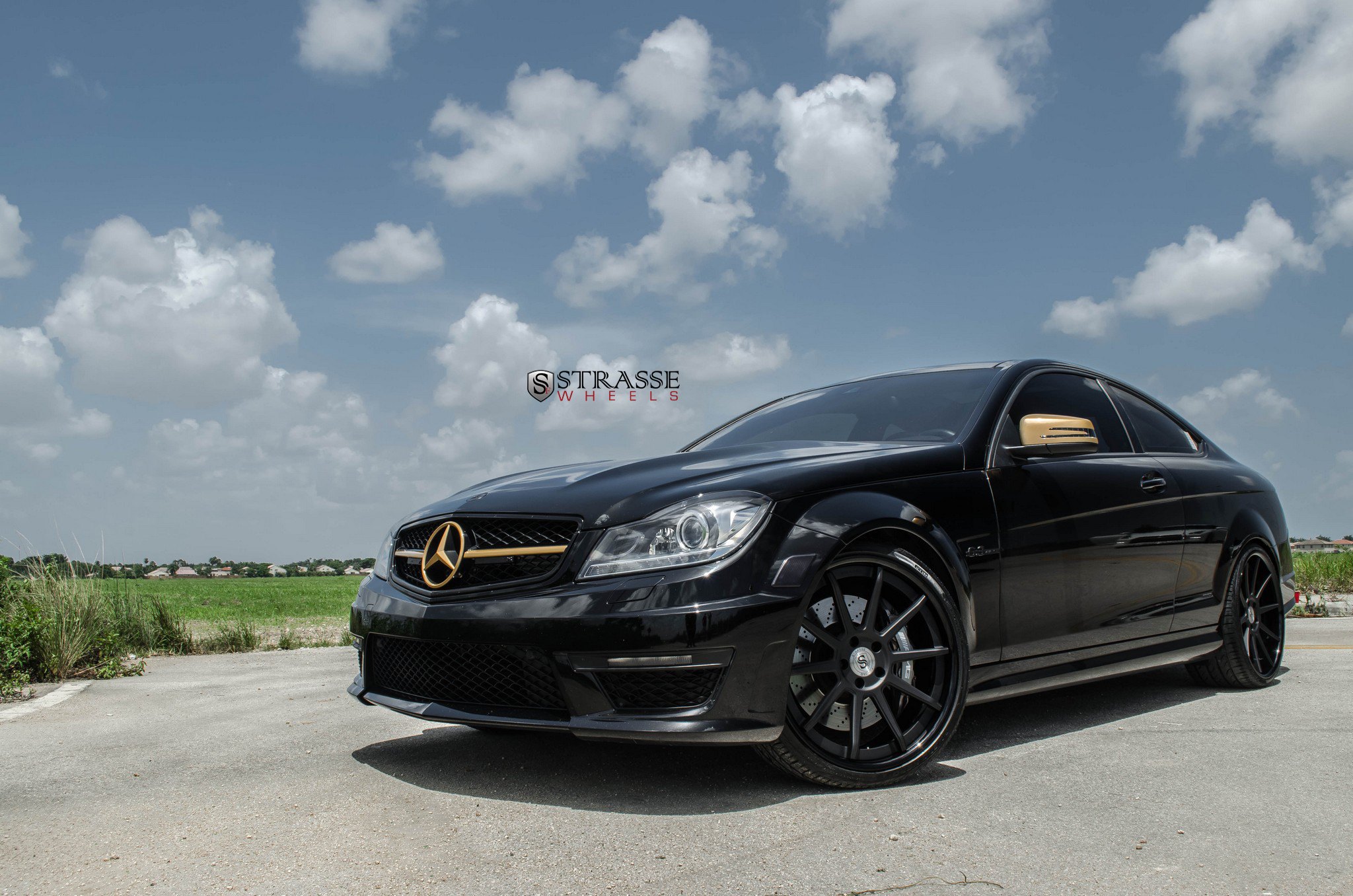 Crystal Clear Headlights on Black Mercedes C-Class - Photo by Strasse Forged